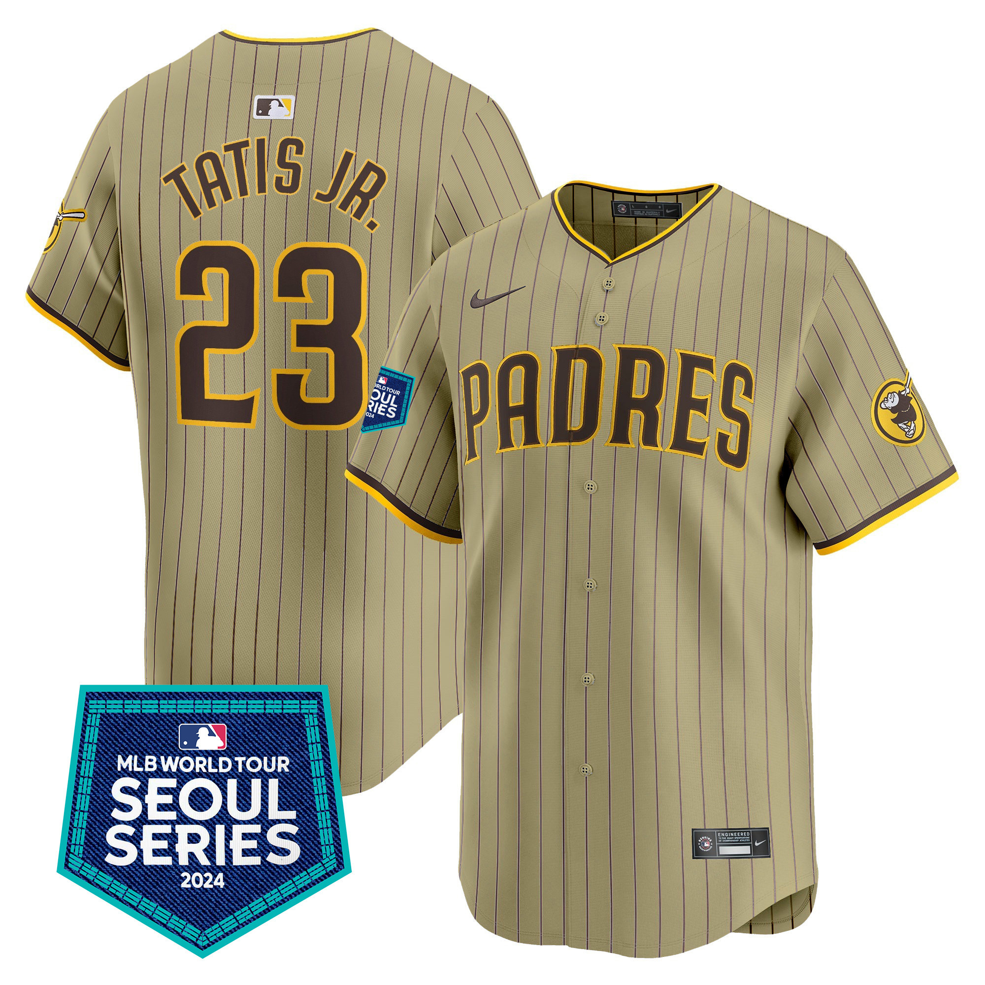Fernando Tatis Jr. Men's San Diego Padres World Tour Seoul Series Patch Vapor Premier Limited Tan Jersey