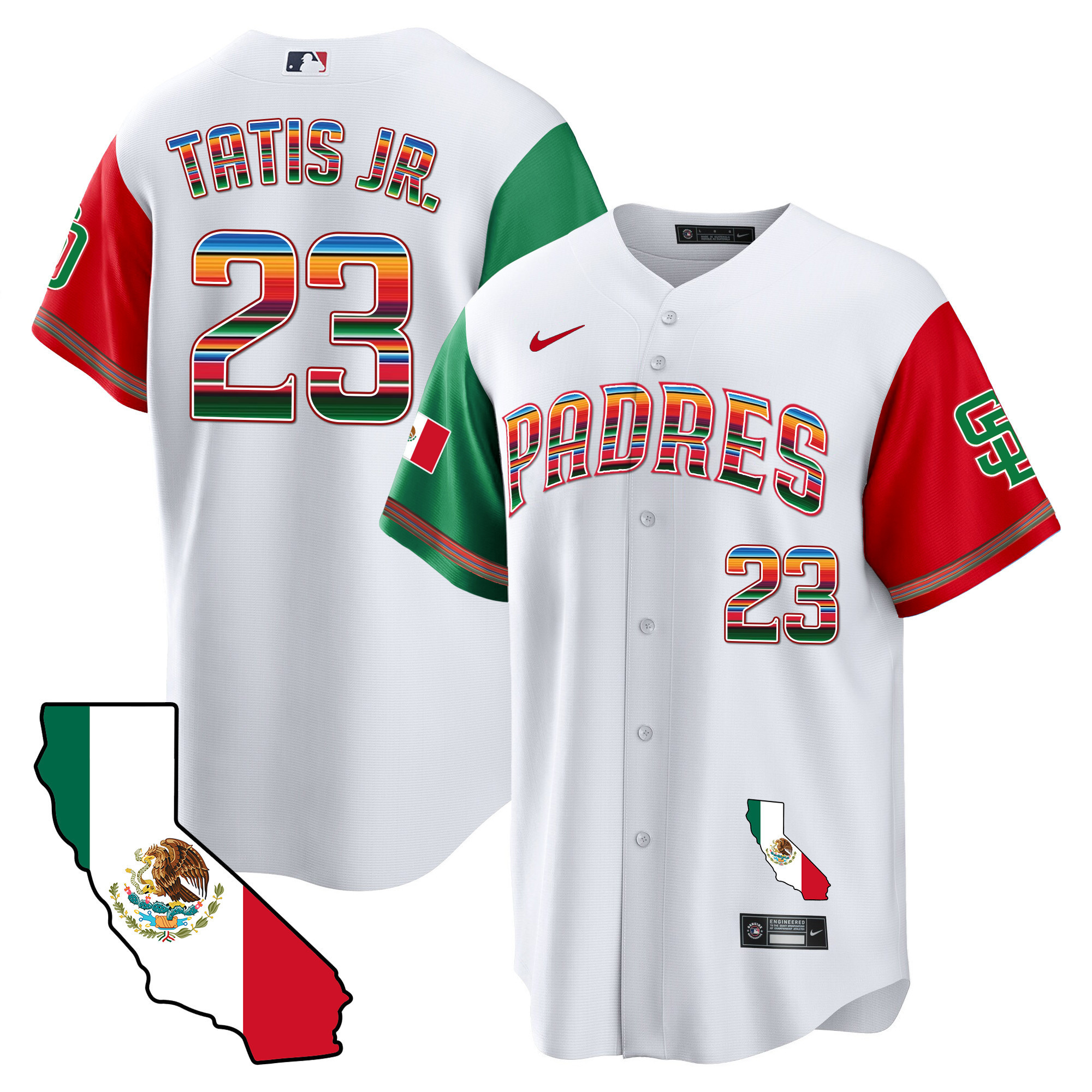Fernando Tatis Jr. Men's San Diego Padres California Map Cool Base Color Sleeves Jersey