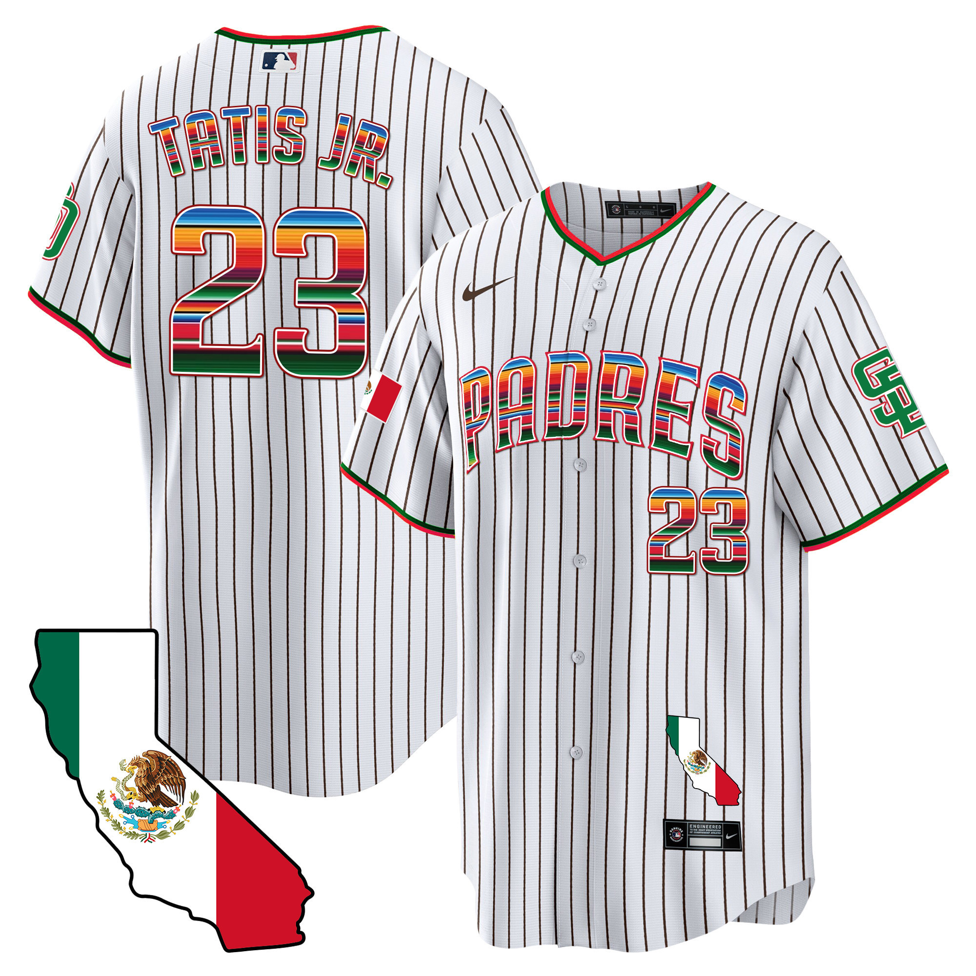 Fernando Tatis Jr. Men's San Diego Padres California Map Cool Base Pinstripe Jersey