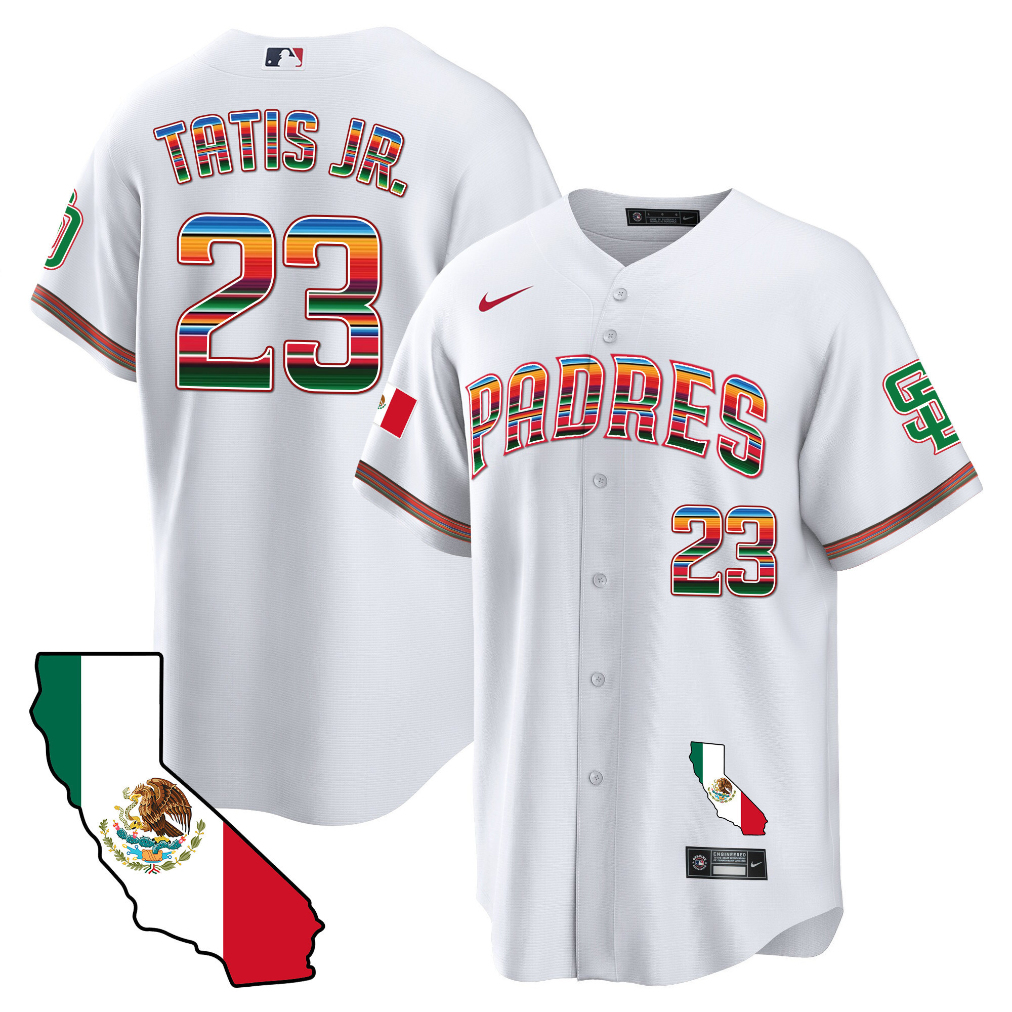 Fernando Tatis Jr. Men's San Diego Padres California Map Cool Base White Jersey
