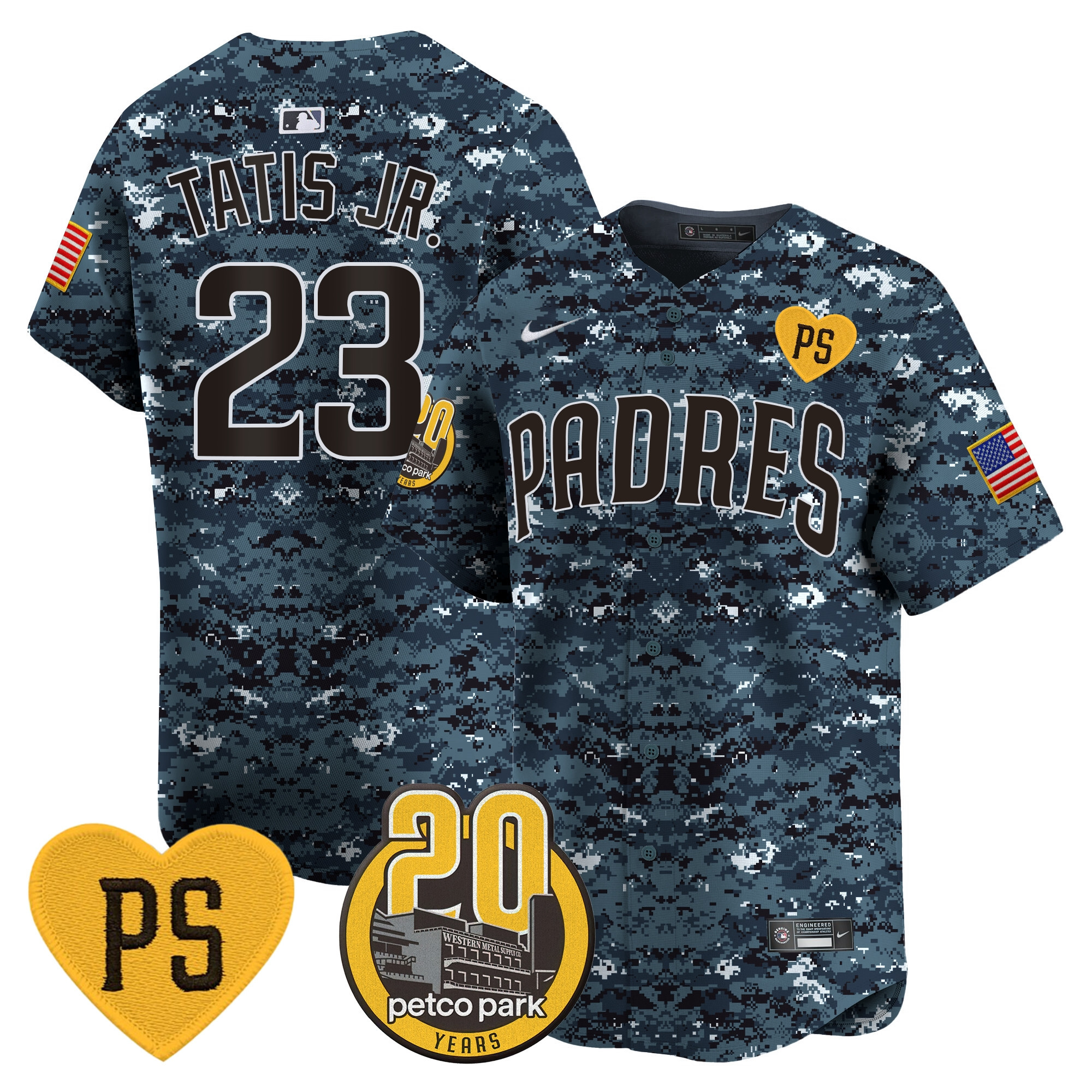 Fernando Tatis Jr. Men's San Diego Padres "For Peter" & Petco Park 20th Patch USMC Vapor Premier Limited Navy Jersey
