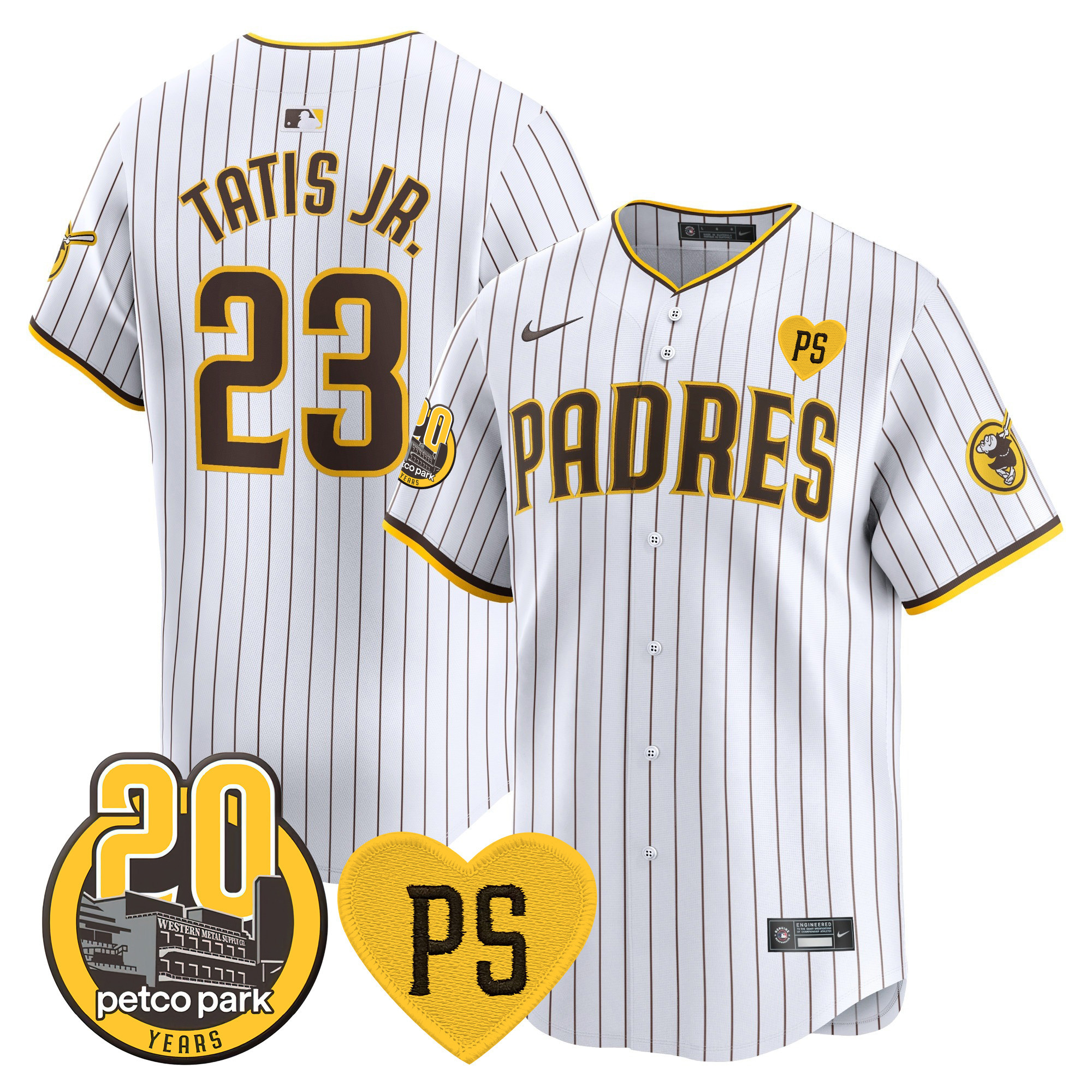 Fernando Tatis Jr. Men's San Diego Padres "For Peter" & Petco Park 20th Patch Vapor Premier Limited White Jersey