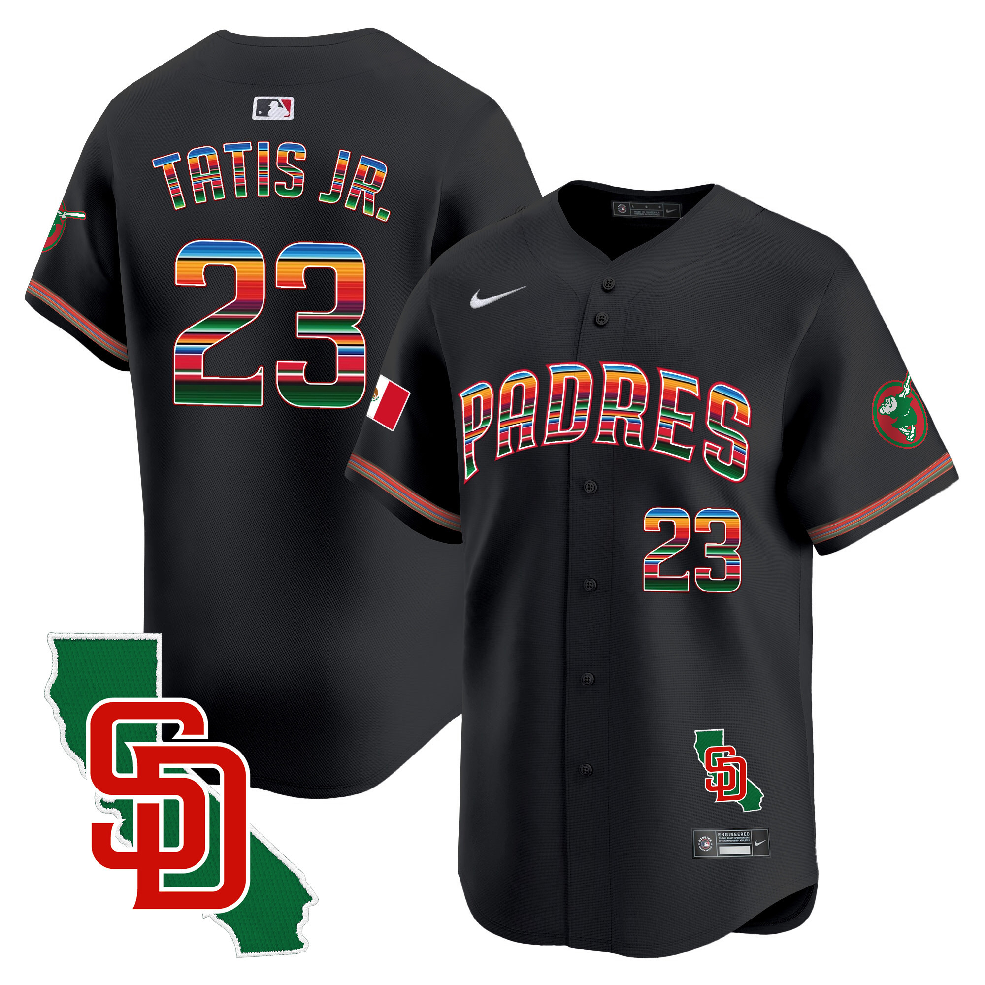 Fernando Tatis Jr. Men's San Diego Padres Mexico California Patch Vapor Premier Limited Black Jersey