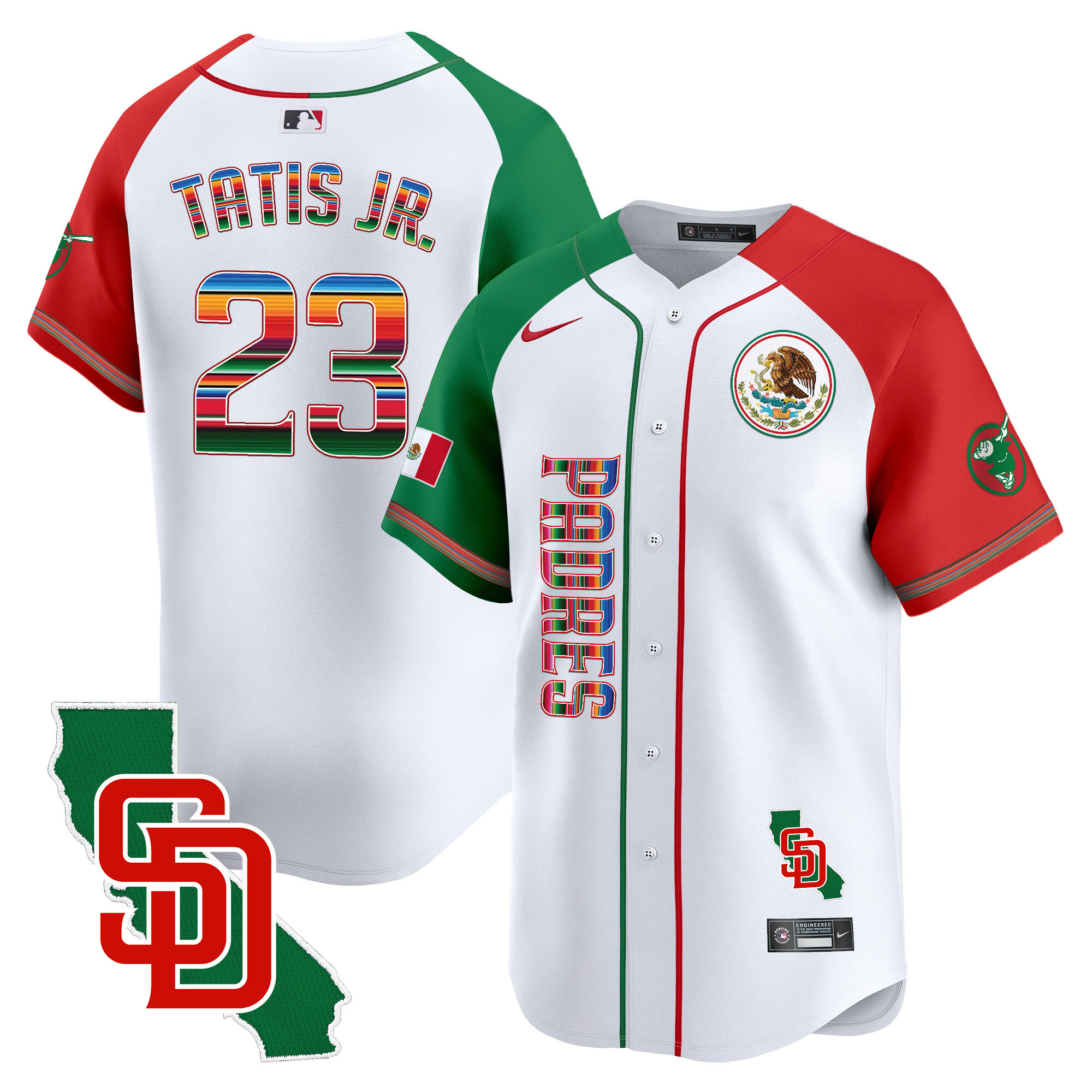 Fernando Tatis Jr. Men's San Diego Padres Mexico California Patch Vapor Premier Limited V2 Alternate Jersey