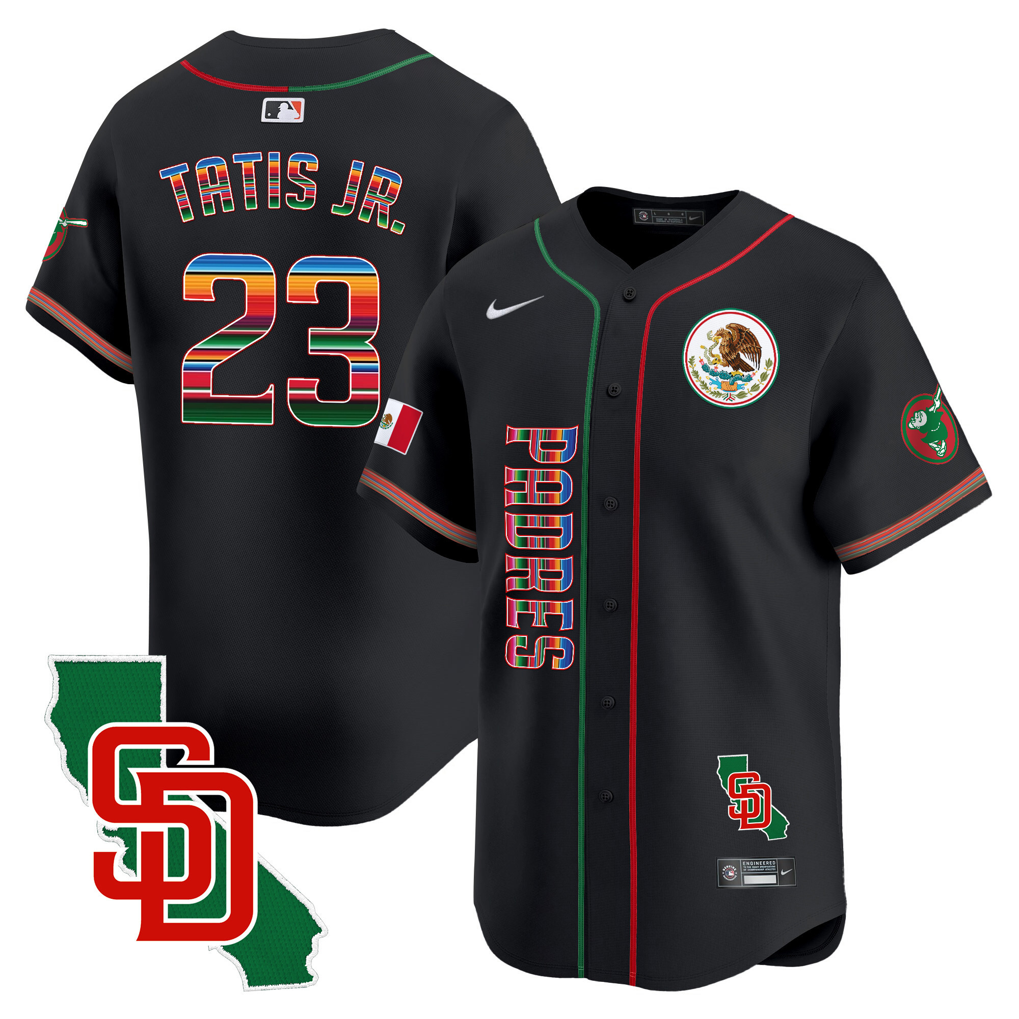 Fernando Tatis Jr. Men's San Diego Padres Mexico California Patch Vapor Premier Limited V2 Black Jersey