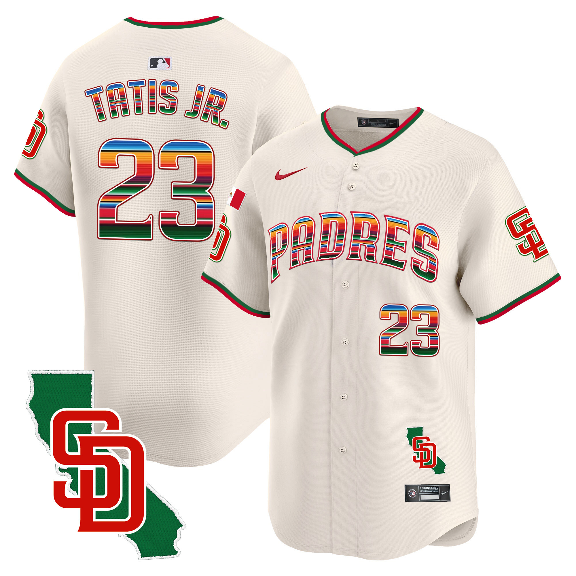 Fernando Tatis Jr. Men's San Diego Padres Mexico California Patch Vapor Premier Limited V3 Cream Jersey