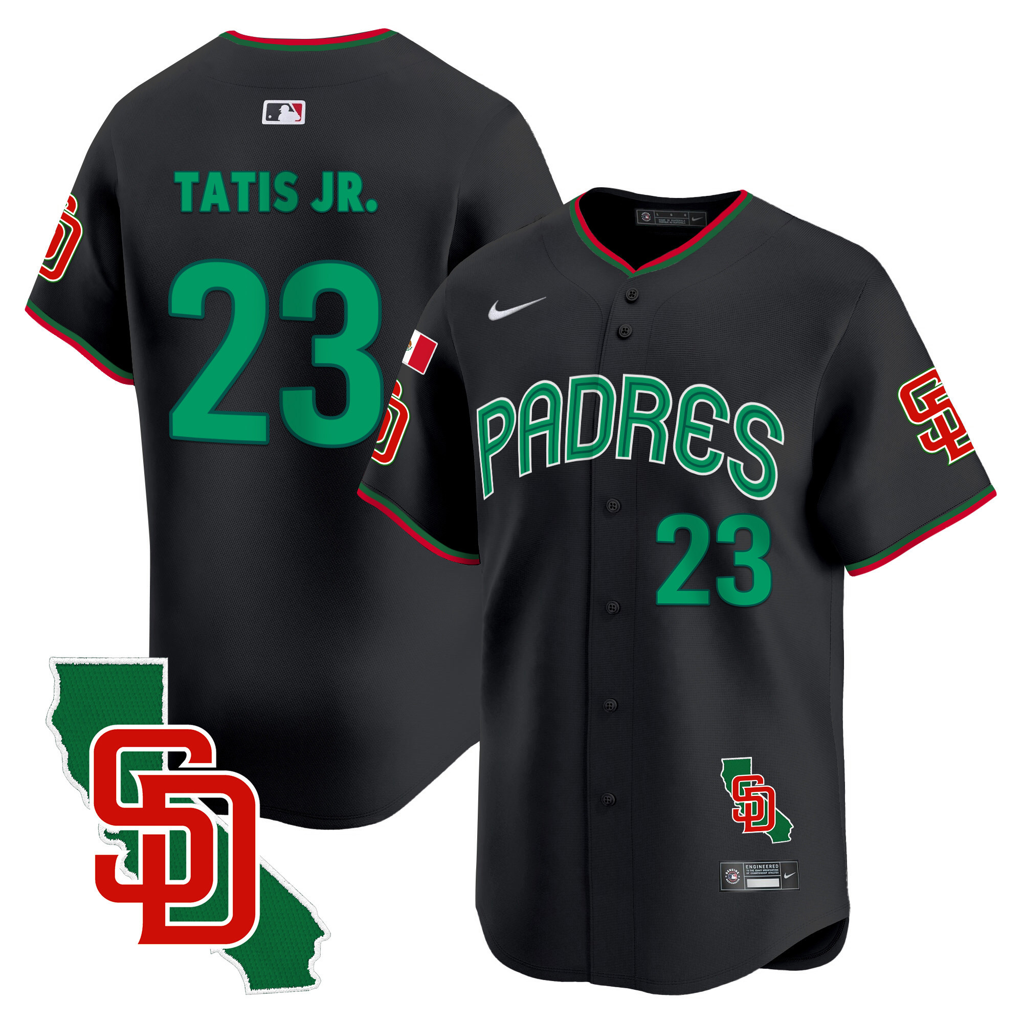 Fernando Tatis Jr. Men's San Diego Padres Mexico California Patch Vapor Premier Limited V4 Black Jersey