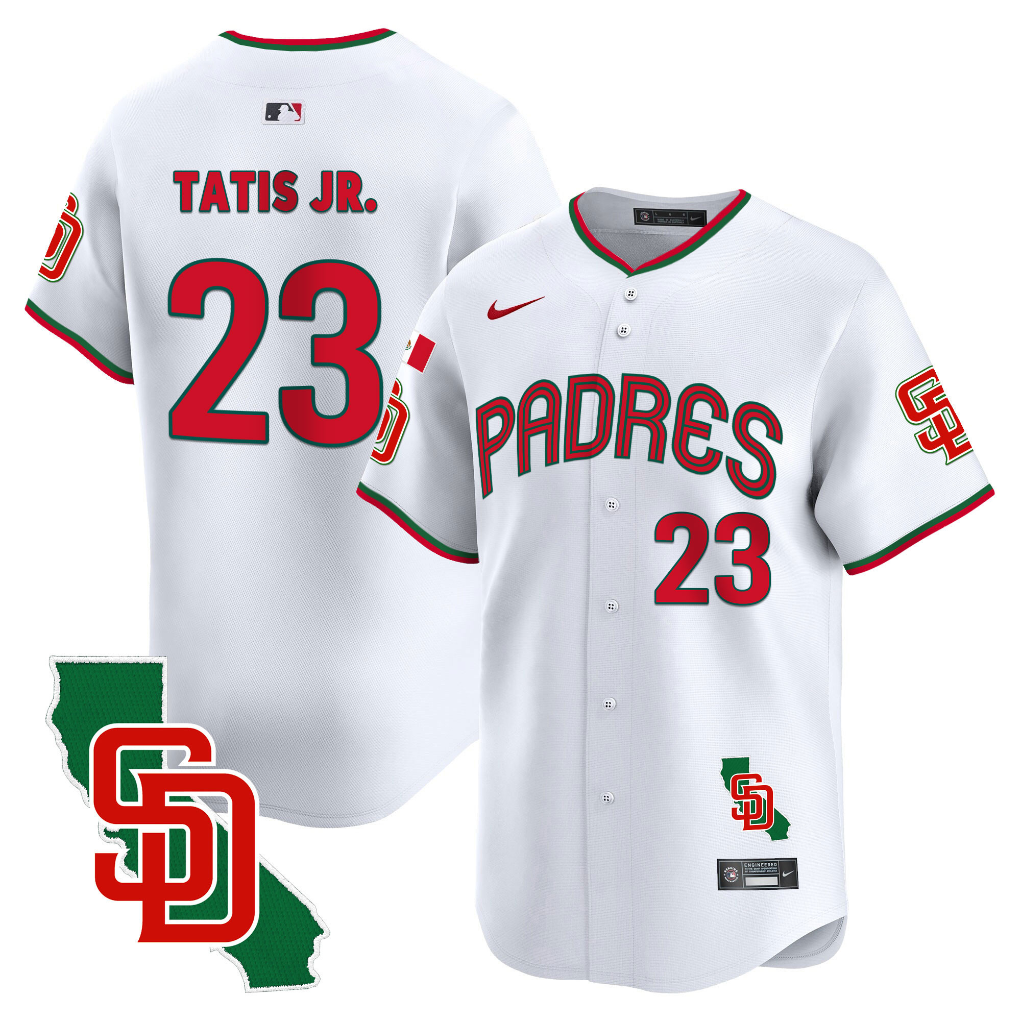 Fernando Tatis Jr. Men's San Diego Padres Mexico California Patch Vapor Premier Limited V4 White Jersey