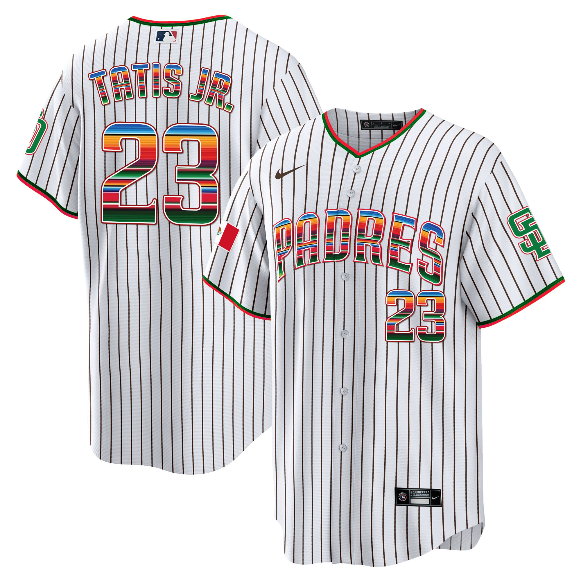 Fernando Tatis Jr. Men's San Diego Padres Mexico Cool Base Limited Pinstripe Jersey