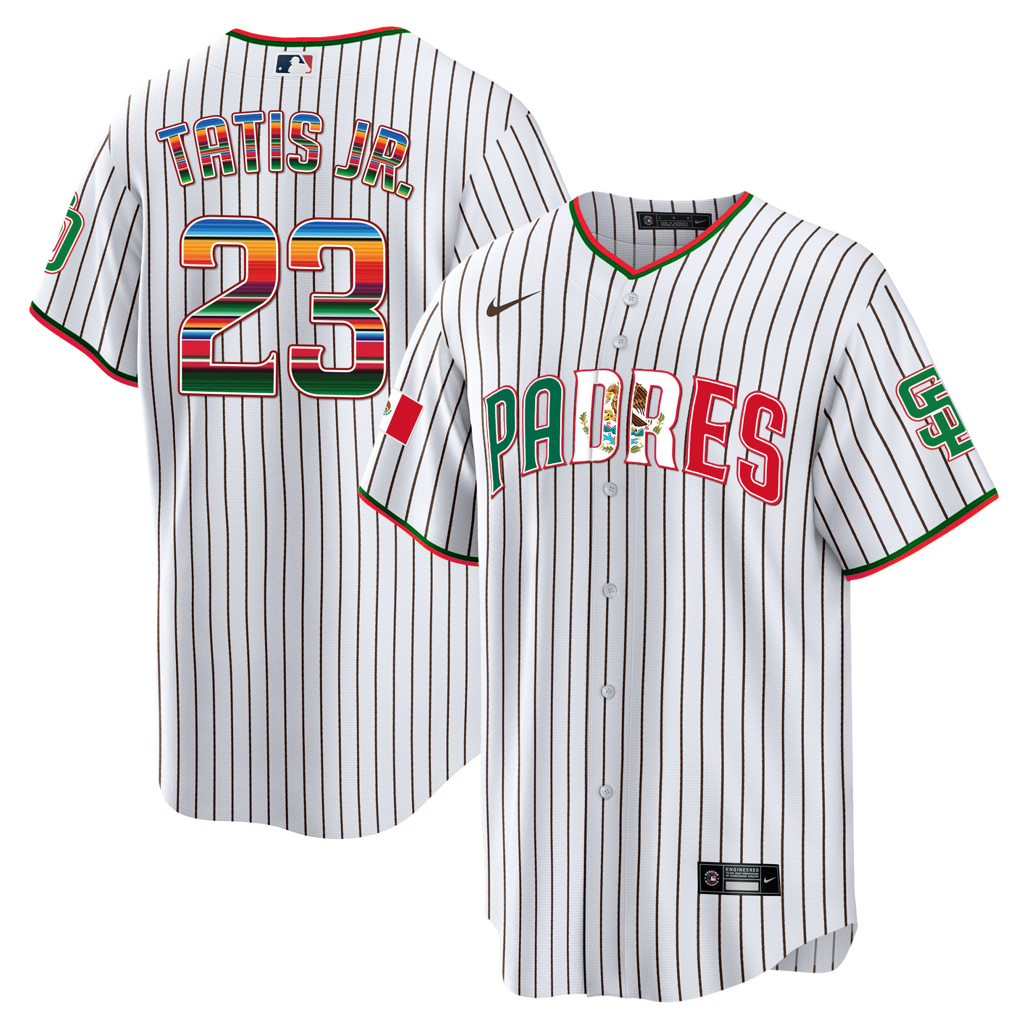 Fernando Tatis Jr. Men's San Diego Padres Mexico Cool Base Limited V2 Pinstripe Jersey