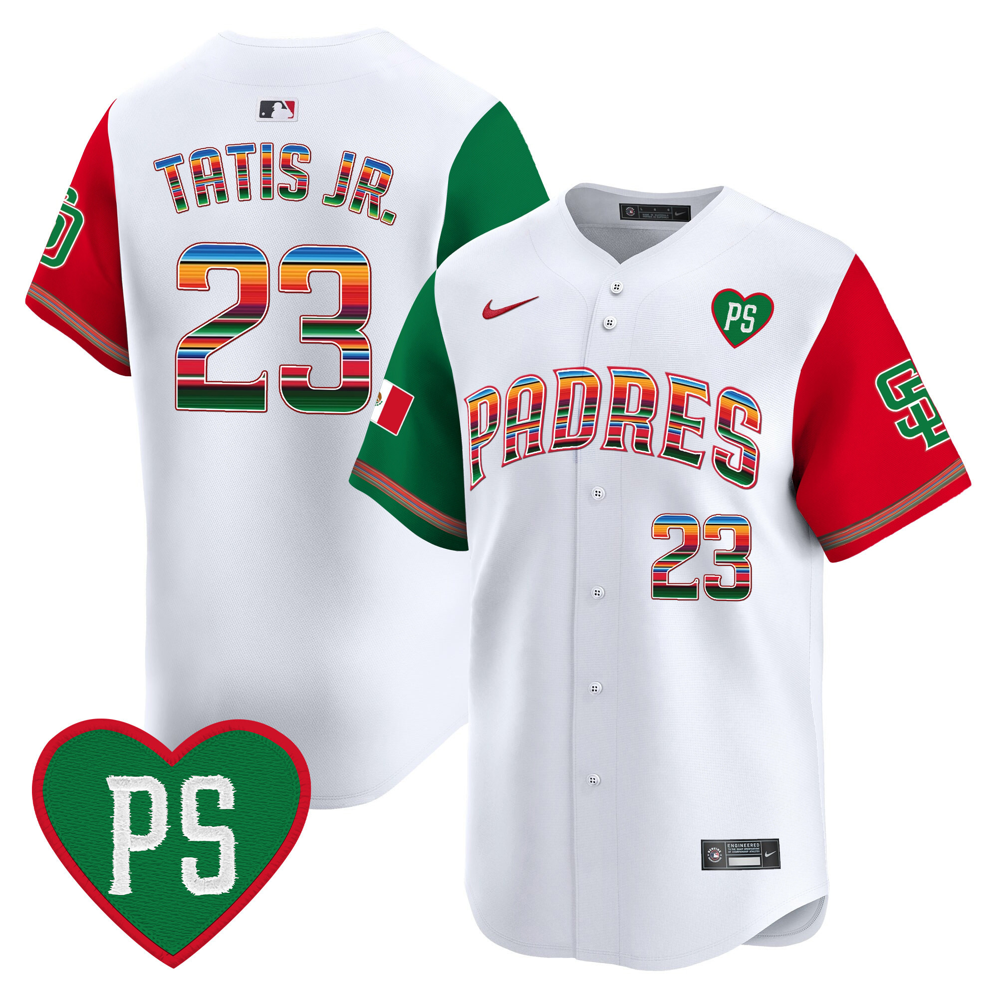 Fernando Tatis Jr. Men's San Diego Padres Mexico "For Peter" Patch Vapor Premier Limited Color Sleeves Jersey