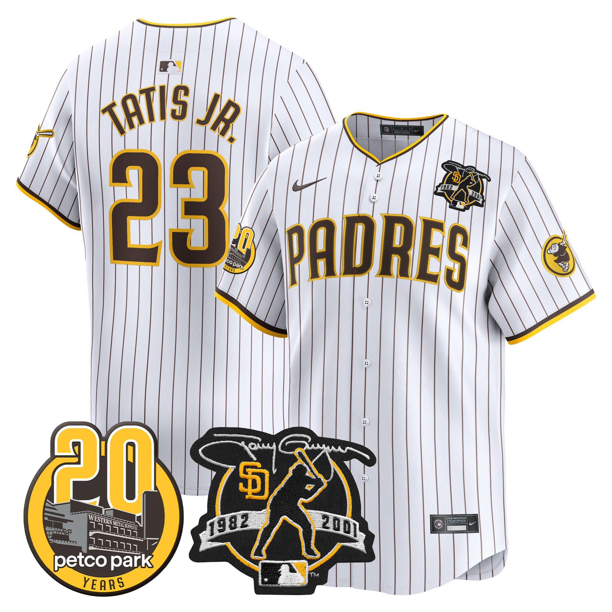 Fernando Tatis Jr. Men's San Diego Padres Tony Gwynn & Petco Park 20th Patch Vapor Premier Limited White Jersey