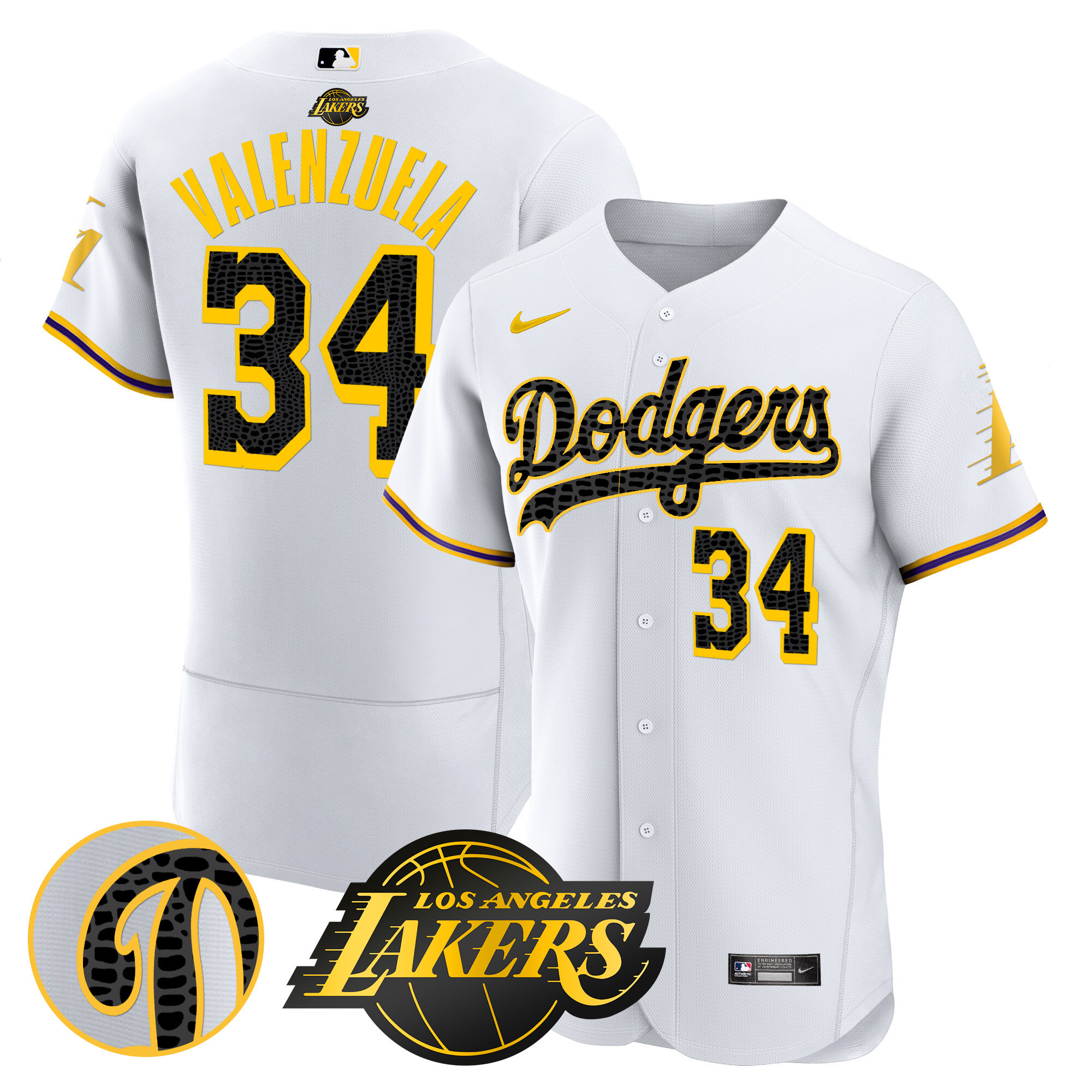 Fernando Valenzuela Men's Los Angeles Dodgers Flex Base Mamba White Jersey