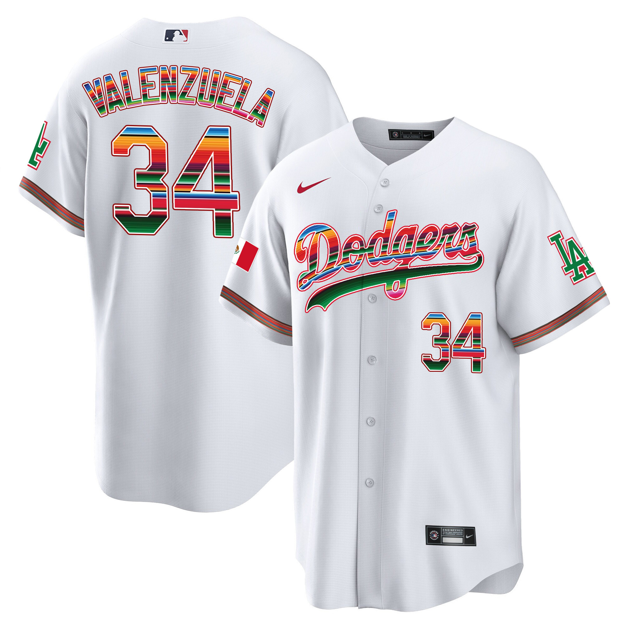 Fernando Valenzuela Men's Los Angeles Dodgers Mexico Cool Base Limited White Jersey