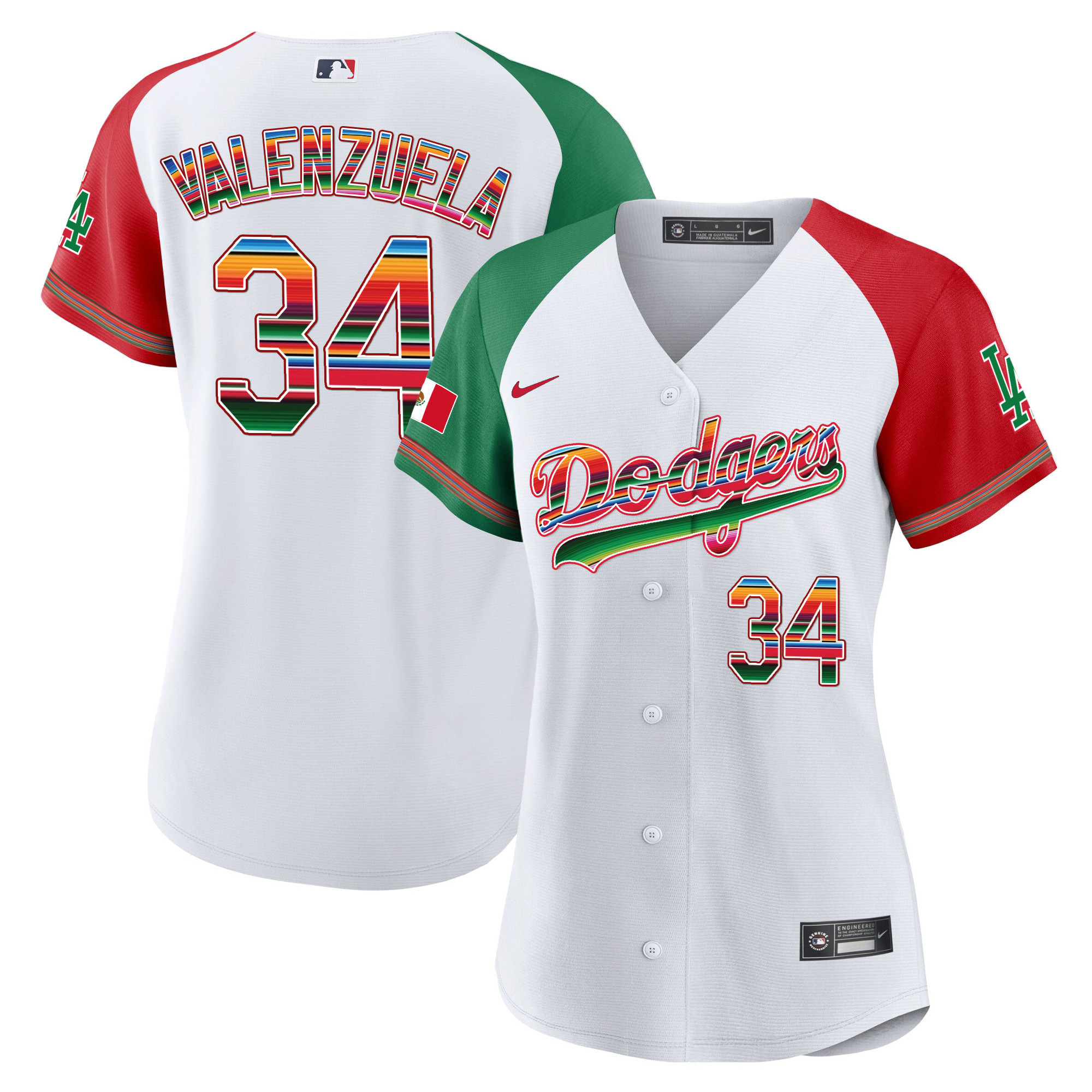 Fernando Valenzuela Women's Los Angeles Dodgers Mexico Alternate Baseball White Jersey