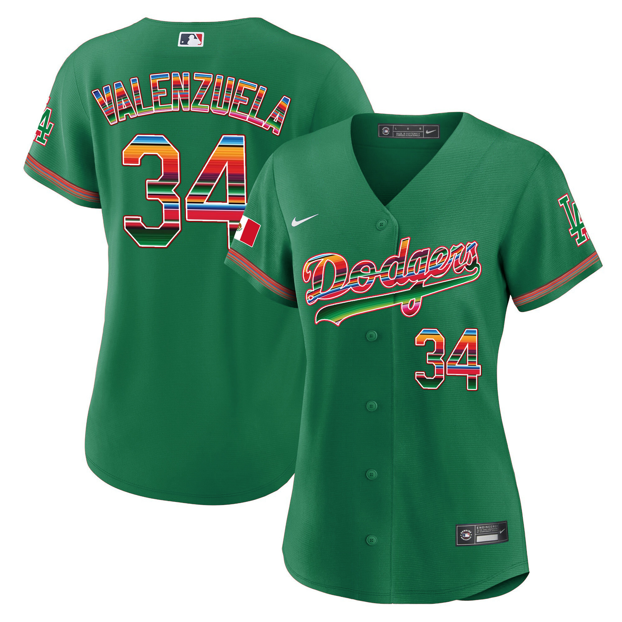 Fernando Valenzuela Women's Los Angeles Dodgers Mexico Baseball Limited Green Jersey