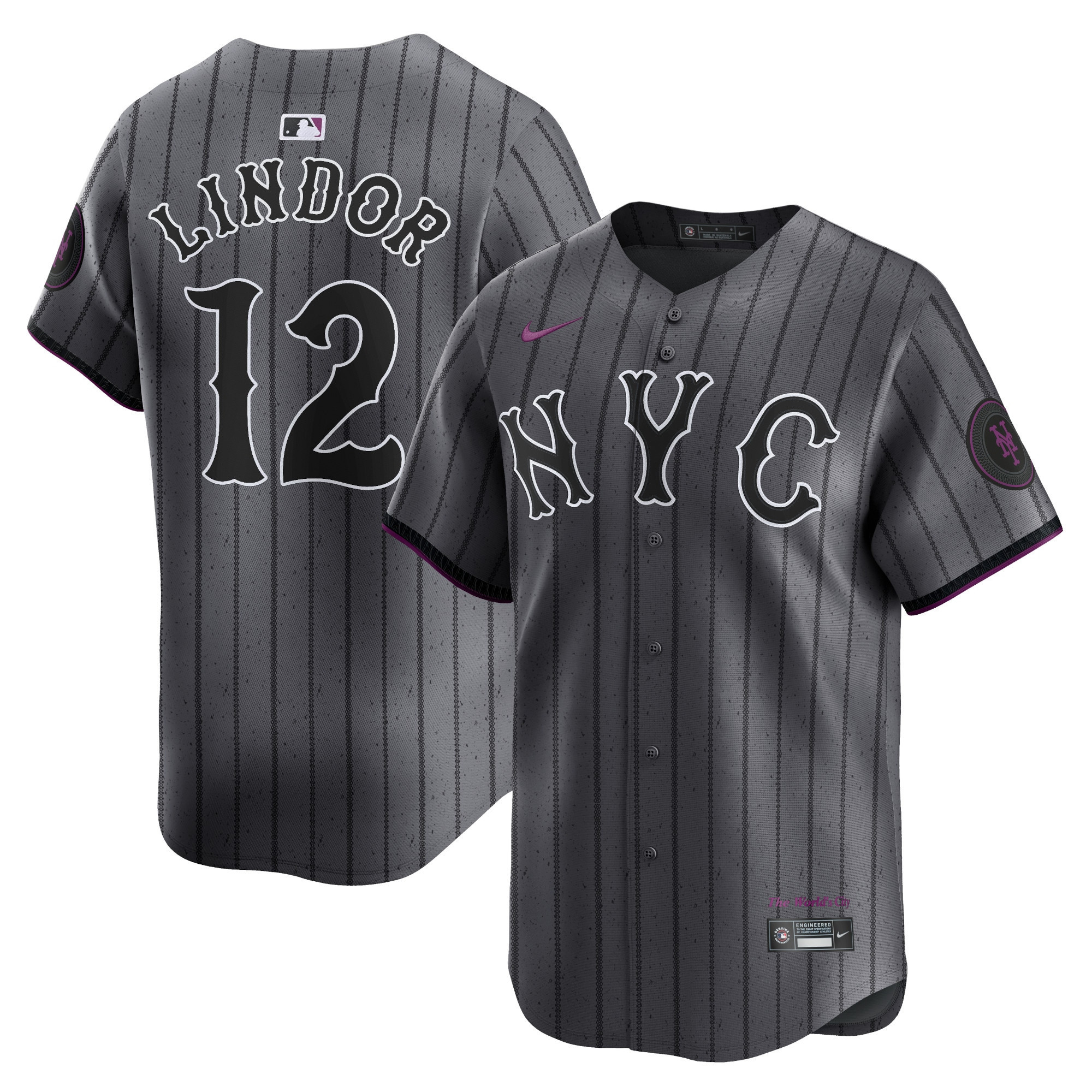 Francisco Lindor Men's New York Mets City Connect Vapor Premier Limited - Graphite Jersey