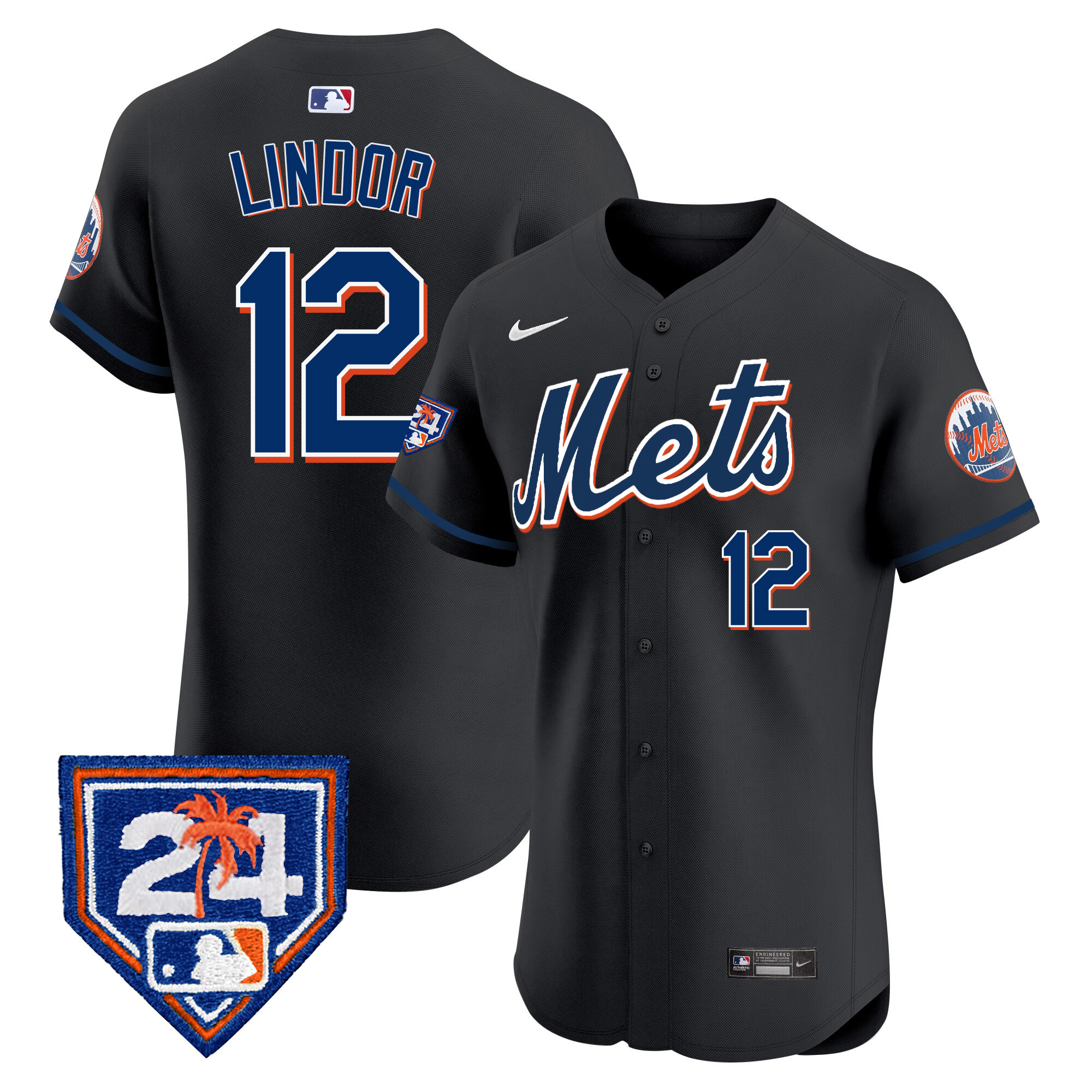 Francisco Lindor Men's New York Mets Spring Training Vapor Premier Elite V2 Black Jersey