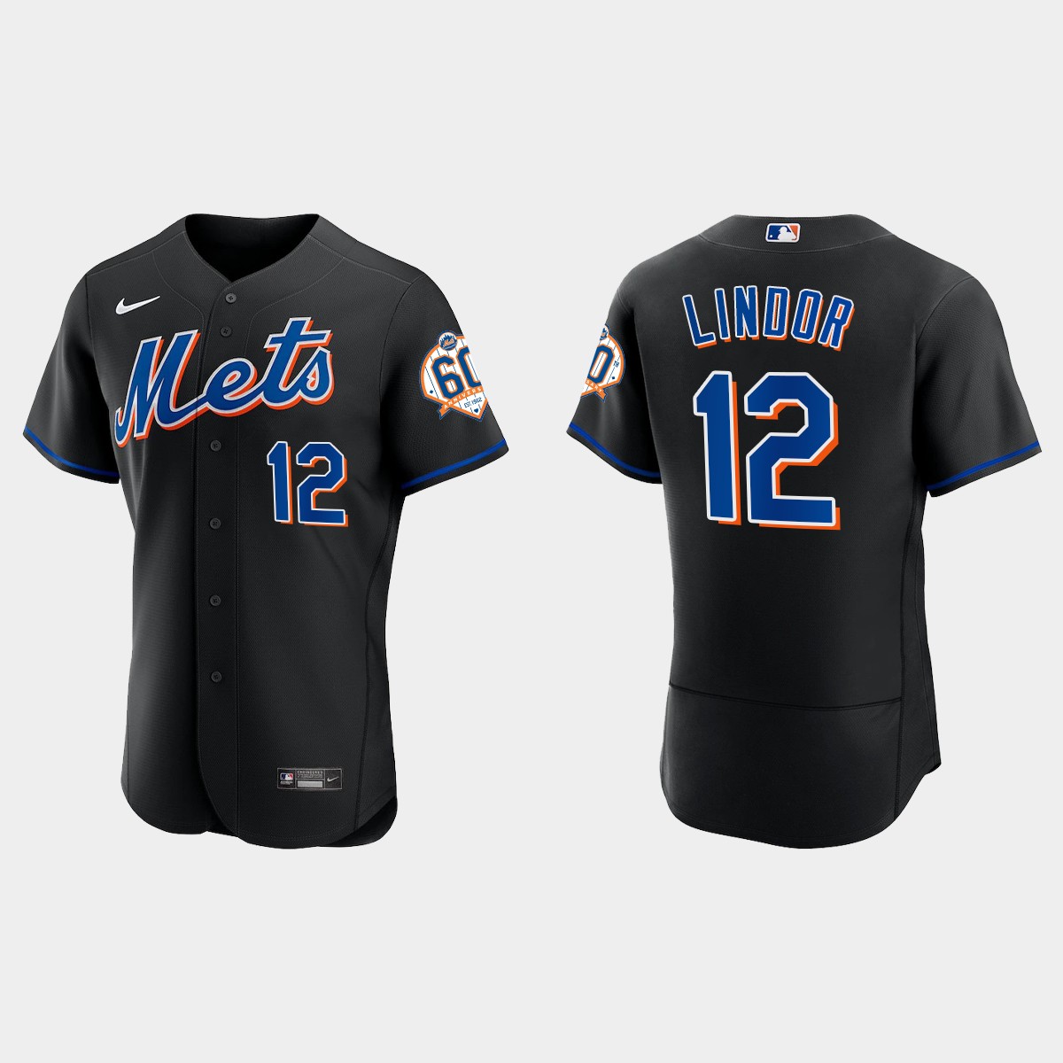 Francisco Lindor New York Mets 60th Anniversary Alternate Jersey - Black