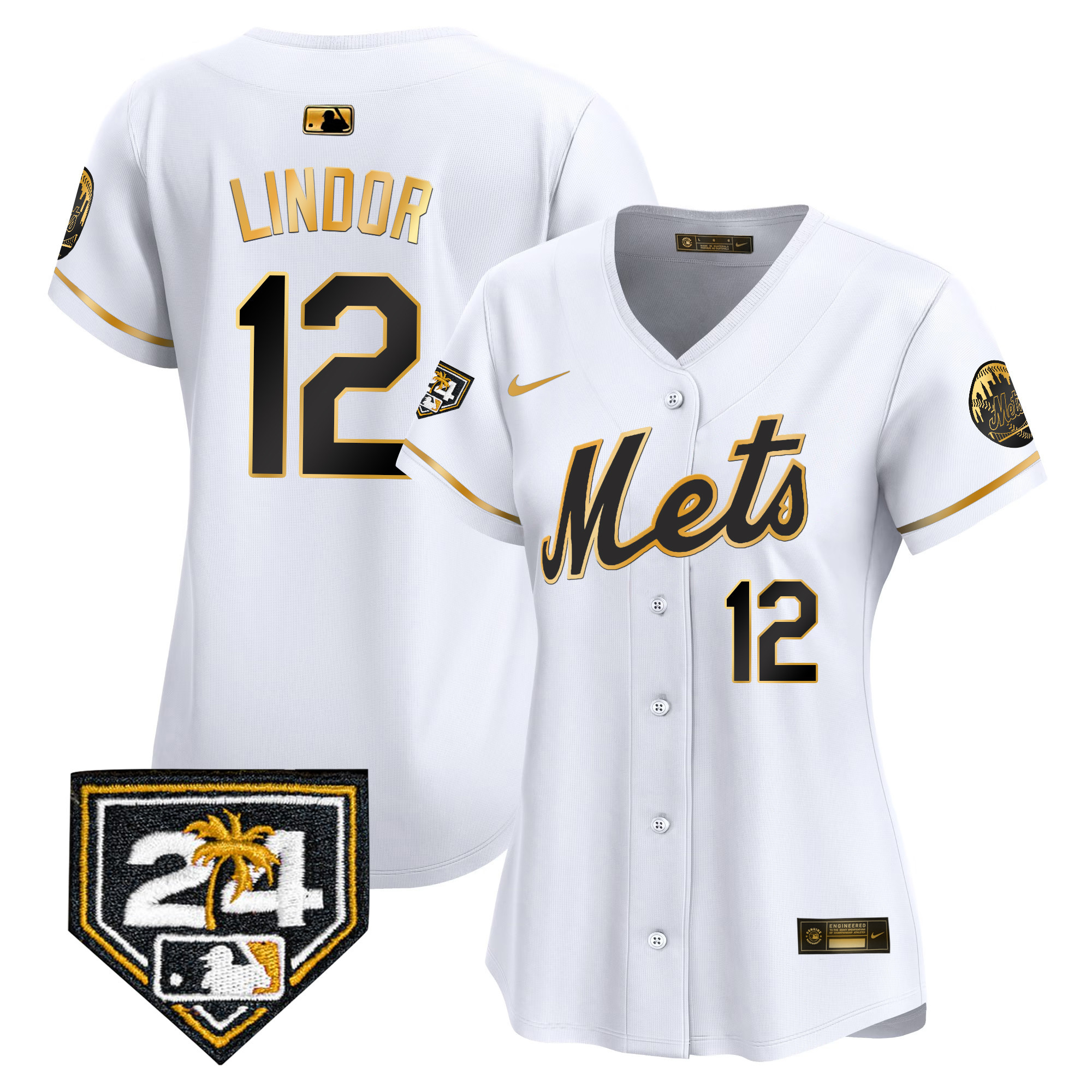Francisco Lindor Women's New York Mets Spring Training Vapor Premier Limited V2 White Gold Jersey