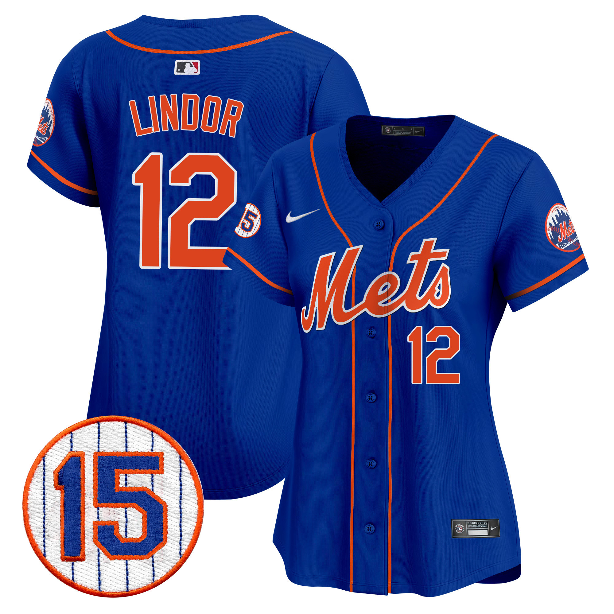 Francisco Lindor Women's New York Mets Jerry Grote Patch Vapor Premier Limited Royal Jersey
