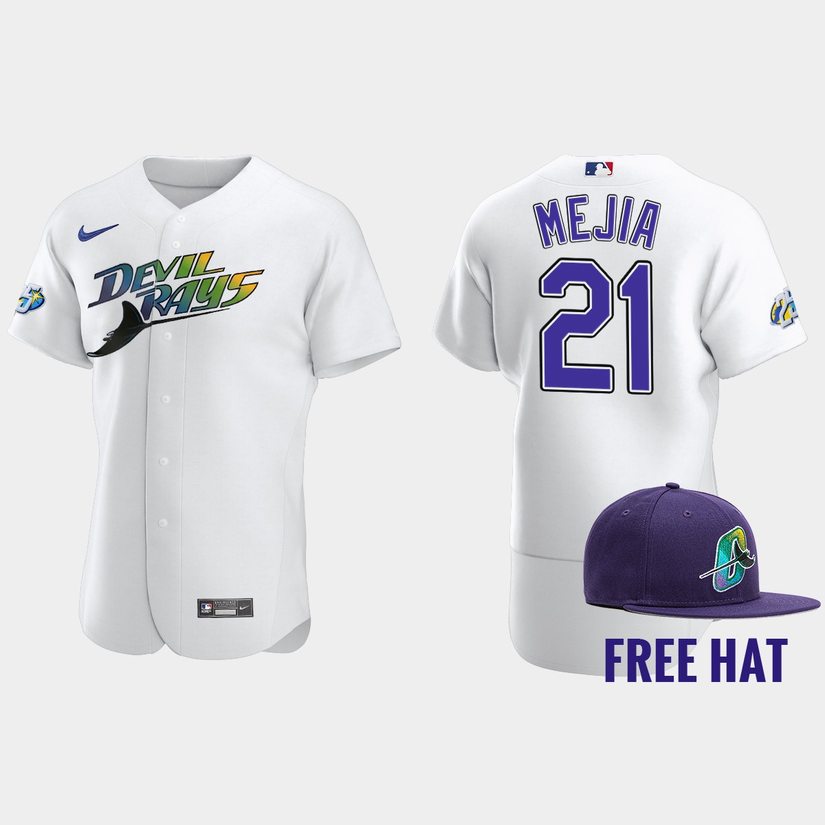 Francisco Mejia Tampa Bay Rays 25th Anniversary Jersey - White