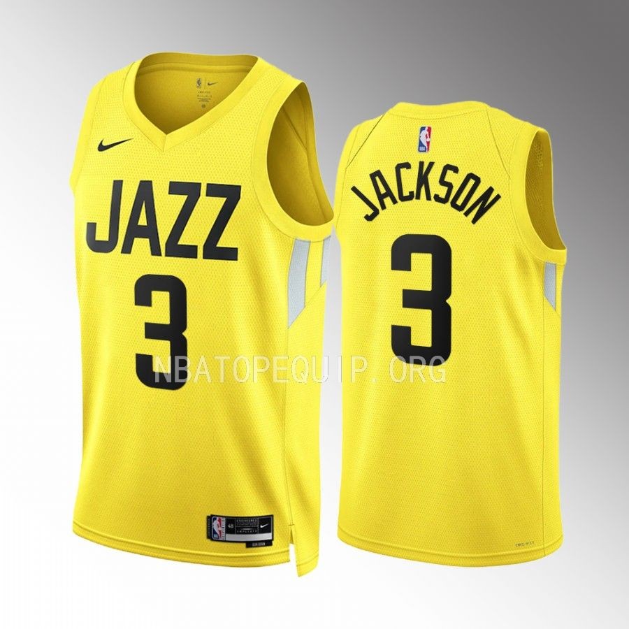 Frank Jackson Utah Jazz Yellow #3 Icon Edition Jersey Swingman