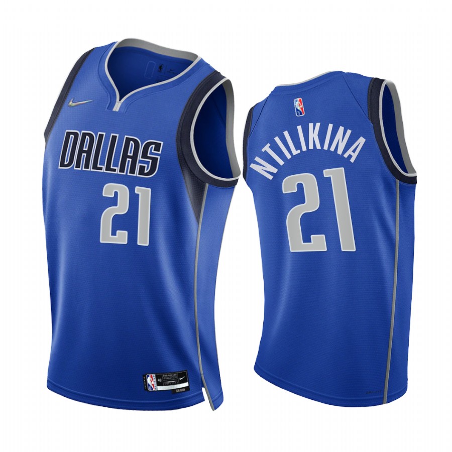 Frank Ntilikina Dallas Mavericks 75th Diamond Anniversary Blue #21 Jersey Icon Edition