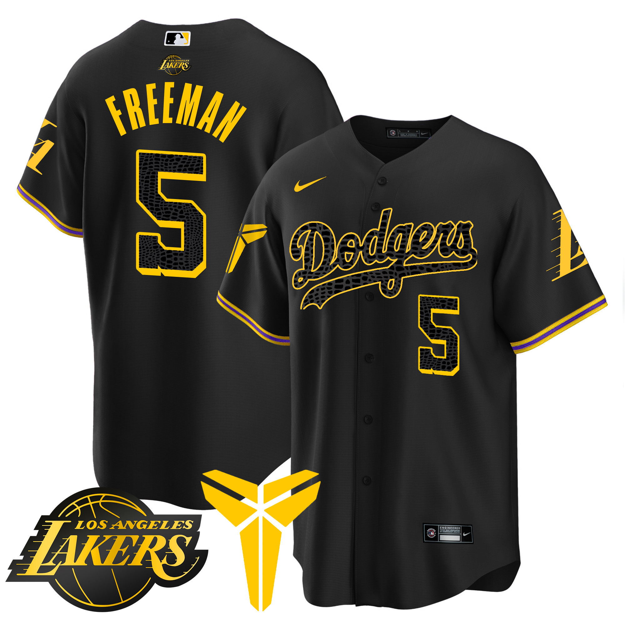 Freddie Freeman Men's Los Angeles Dodgers Cool Base Mamba V2 Black Jersey