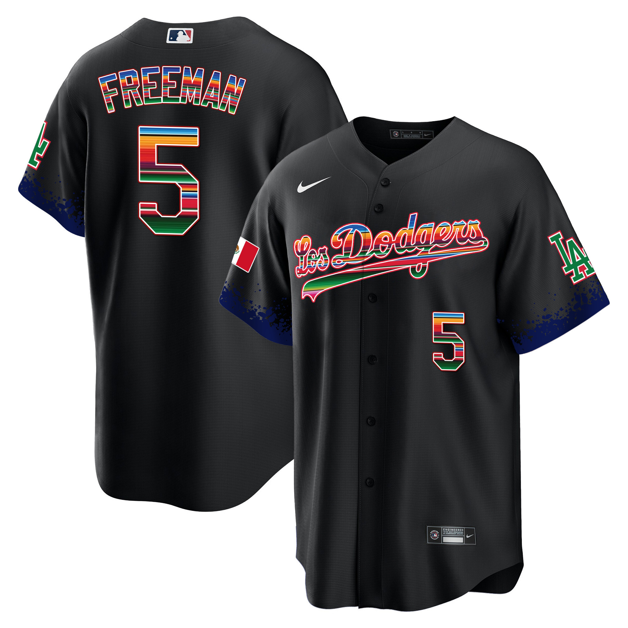 Freddie Freeman Men's Los Angeles Dodgers Mexico Cool Base City Connect Limited Black Jersey