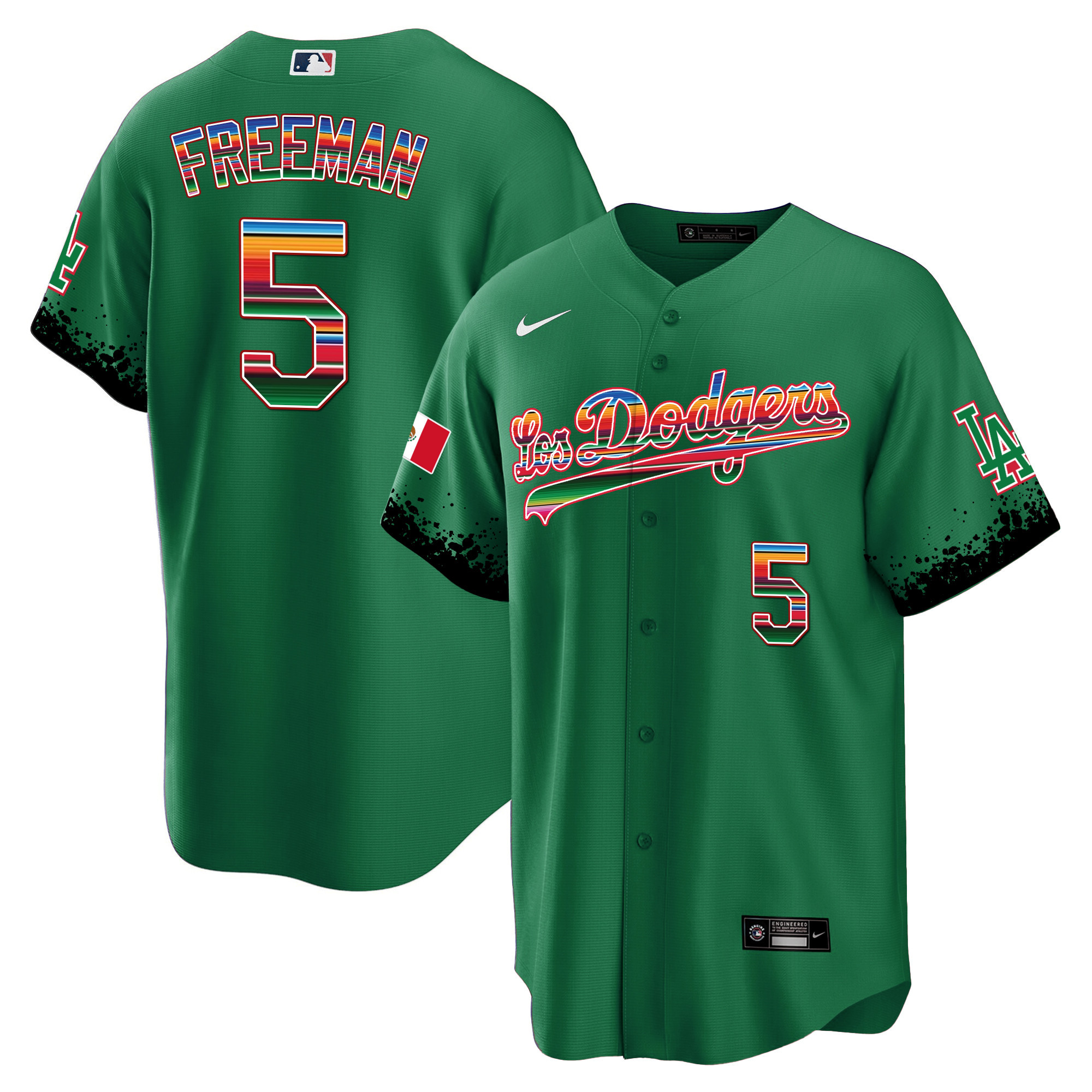 Freddie Freeman Men's Los Angeles Dodgers Mexico Cool Base City Connect Limited Green Jersey