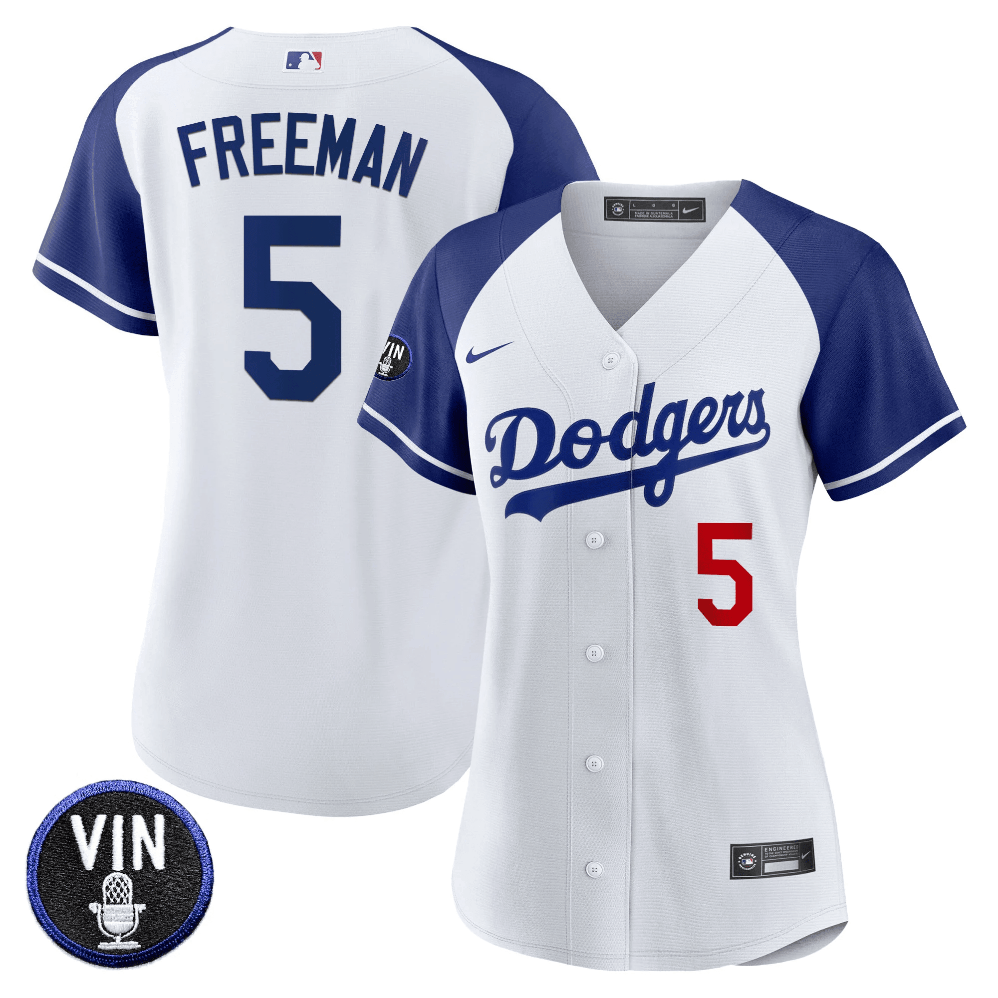 Freddie Freeman Women's Los Angeles Dodgers Vin Scully Patch Alternate White Jersey