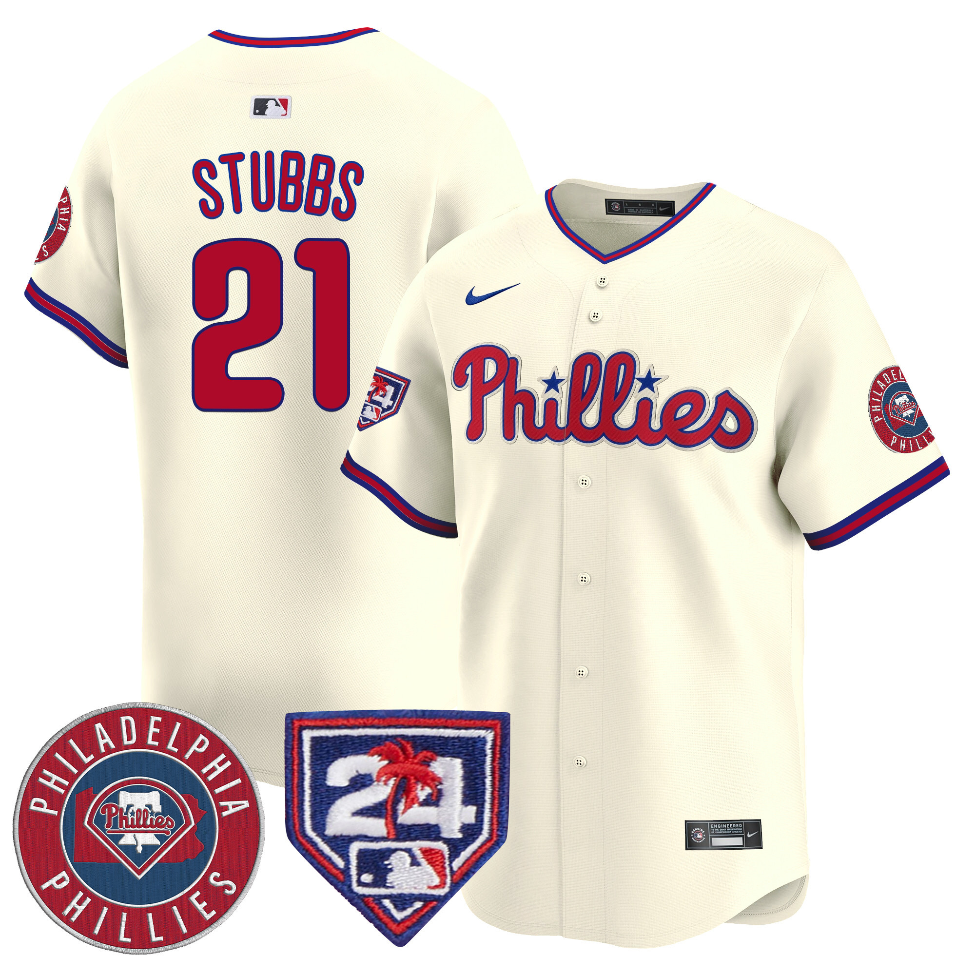 Garrett Stubbs Men's Philadelphia Phillies Spring Training Patch Vapor Premier Limited V2 Cream Jersey