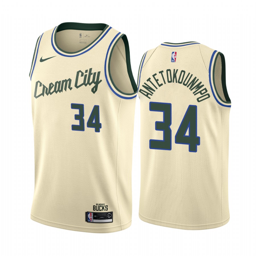 Giannis Antetokounmpo Milwaukee Bucks Cream City Edition Jersey