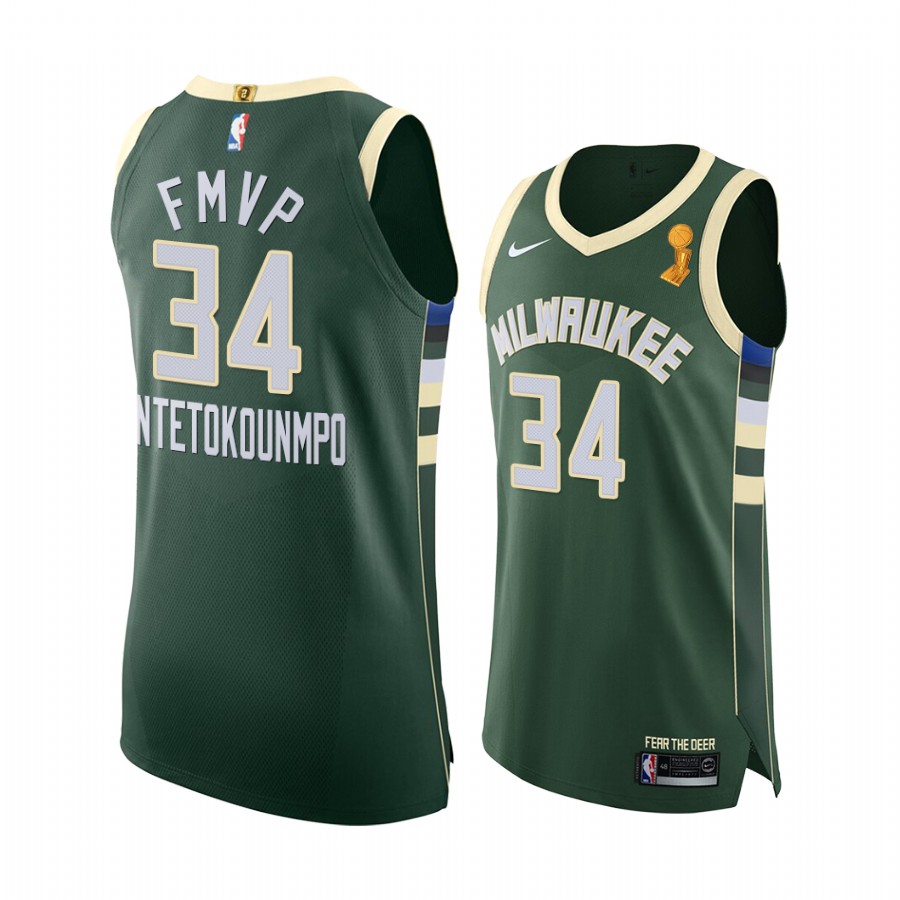 Giannis Antetokounmpo Milwaukee Bucks Finals MVP Trophy Green Jersey