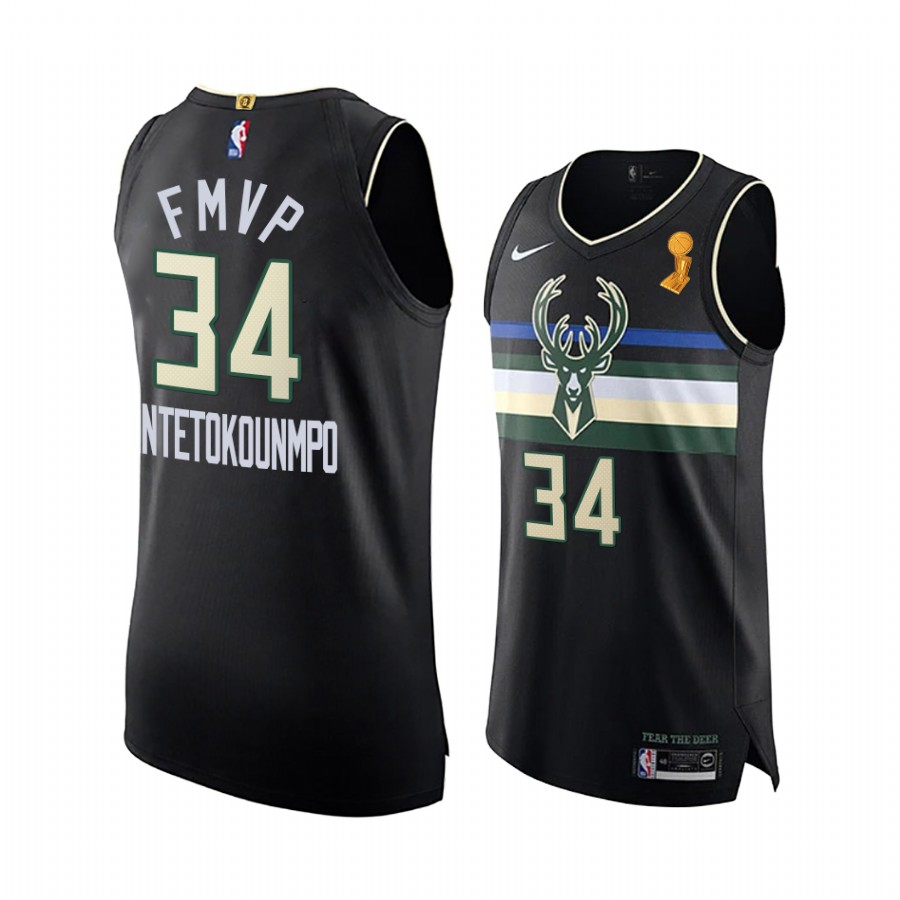 Giannis Antetokounmpo Milwaukee Bucks FMVP Black Jersey