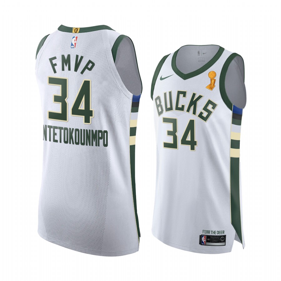 Giannis Antetokounmpo Milwaukee Bucks FMVP White Jersey