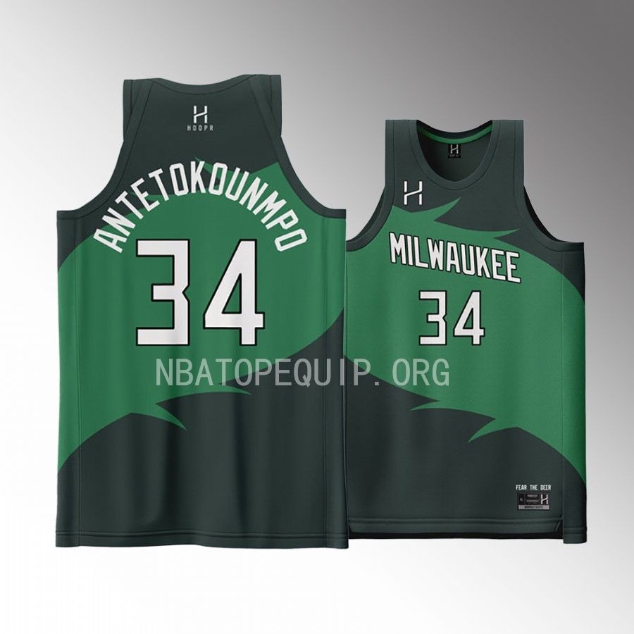 Giannis Antetokounmpo Milwaukee Bucks Green #34 Jersey Fashion Fit