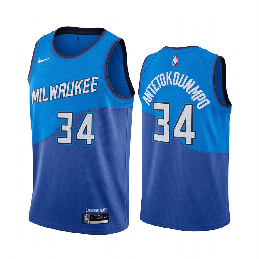 Giannis Antetokounmpo Milwaukee Bucks Navy City Edition New Uniform Jersey