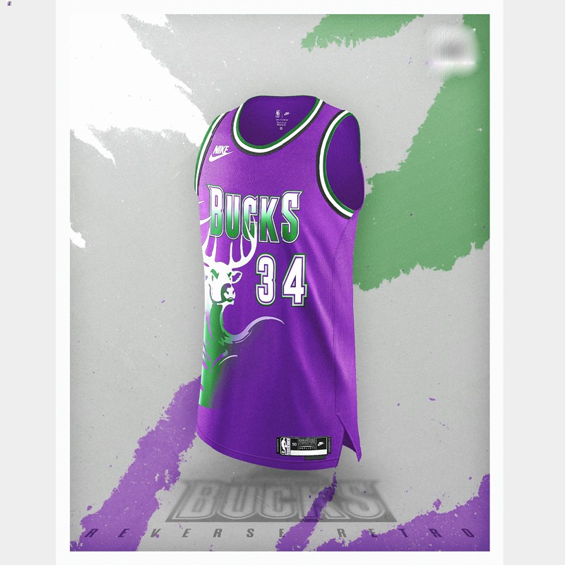 Giannis Antetokounmpo Milwaukee Bucks Purple #34 Jersey Reverse Retro