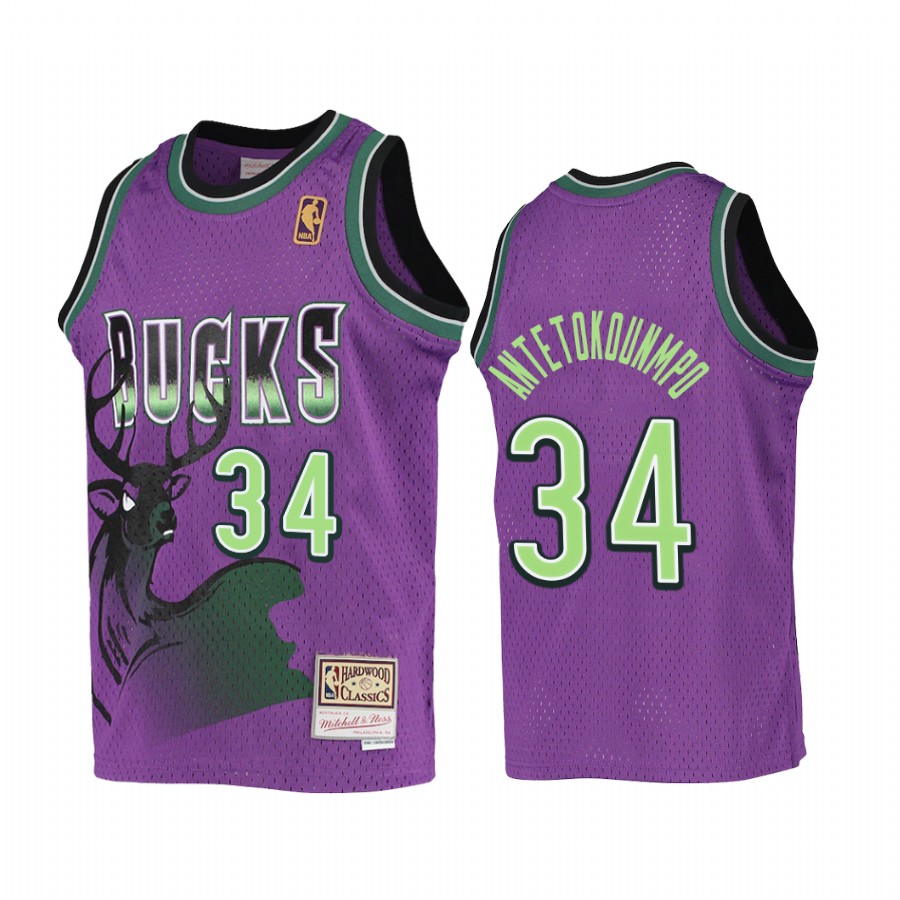 Giannis Antetokounmpo Milwaukee Bucks Youth Purple Reload Jersey Hardwood Classics