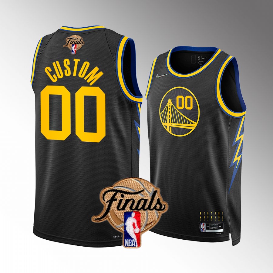 Golden State Warriors #00 Custom Finals Black Jersey Diamond Badge
