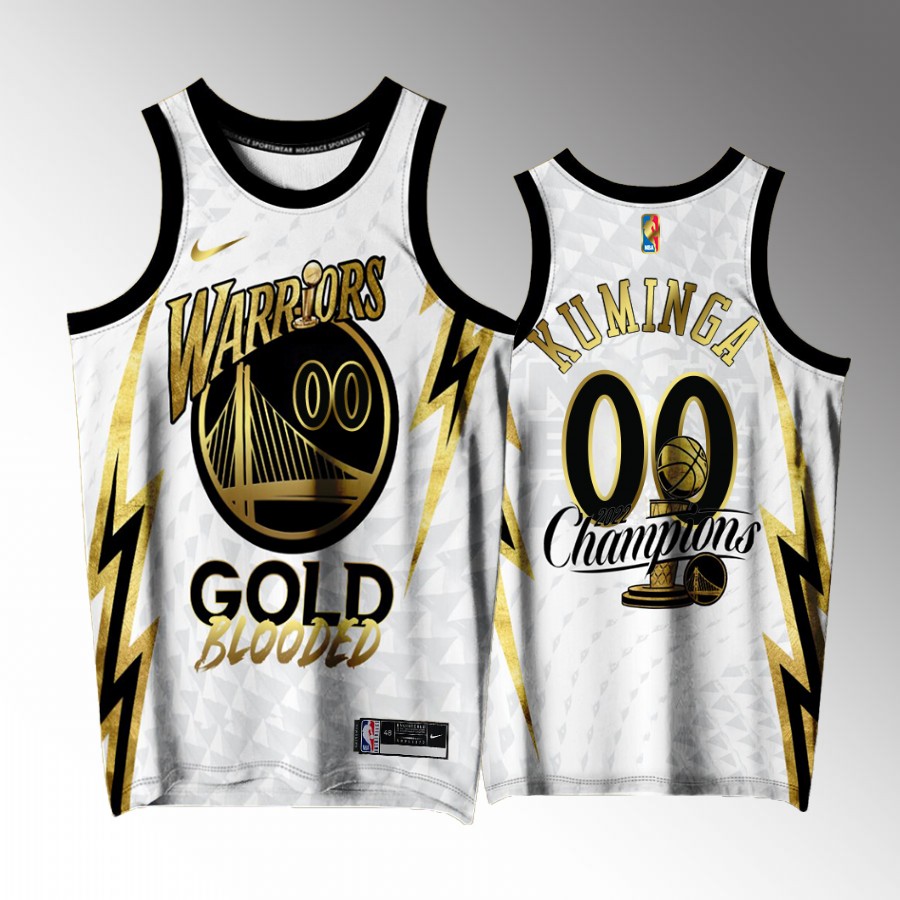 Golden State Warriors #00 Custom Gold Program Champions White Jersey Exclusive