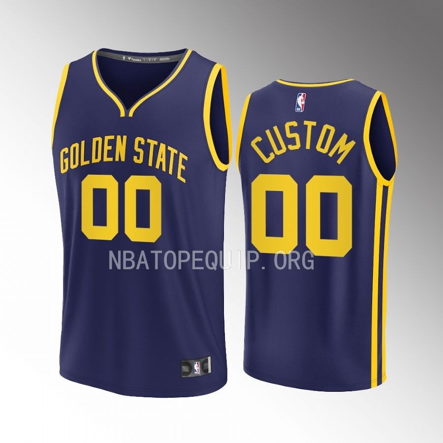 Golden State Warriors #00 Custom Statement Edition Jersey Fast Break Navy