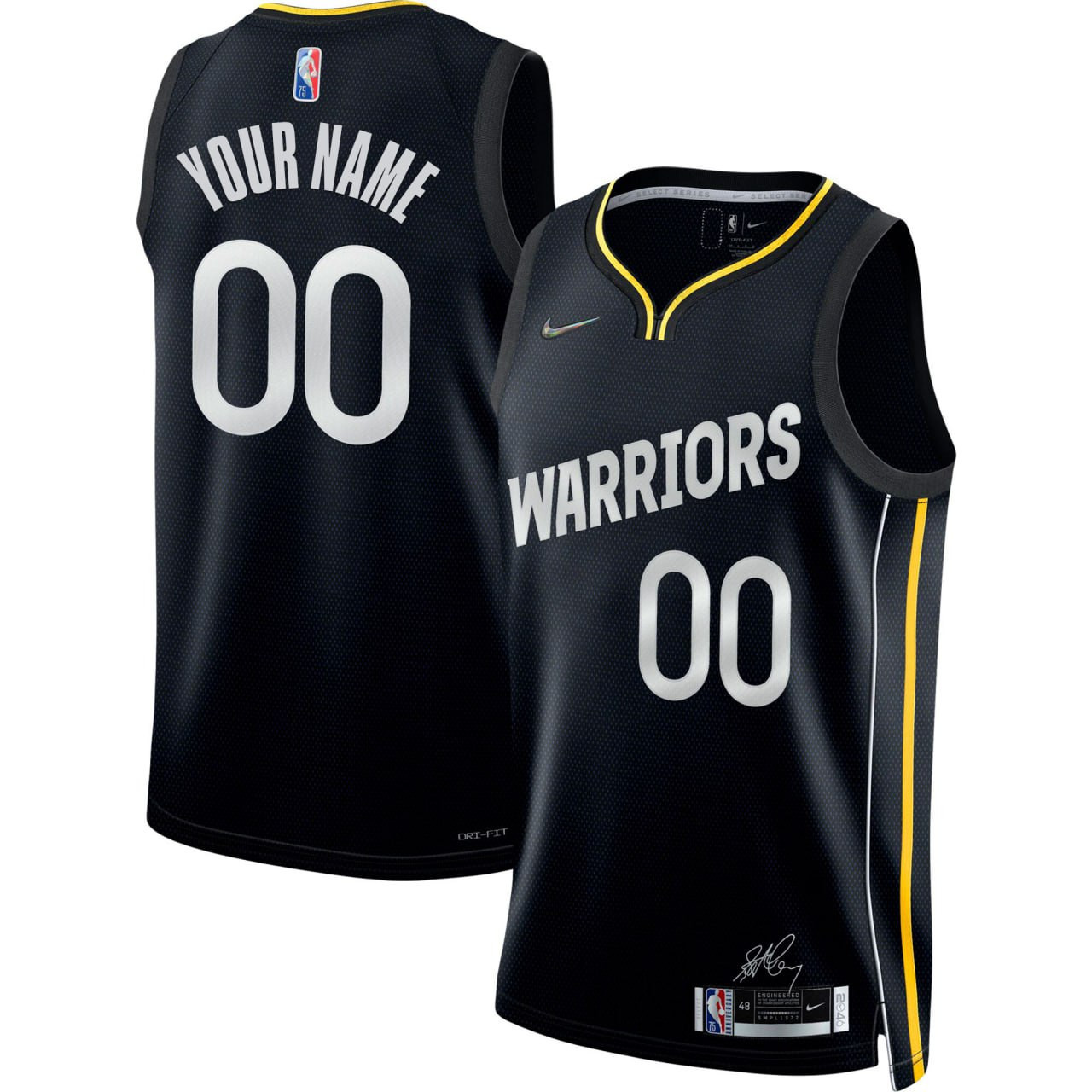 Golden State Warriors Black Custom Jersey - All Stitched