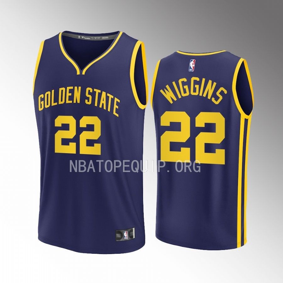 Golden State Warriors #22 Andrew Wiggins Statement Edition Jersey Fast Break Navy