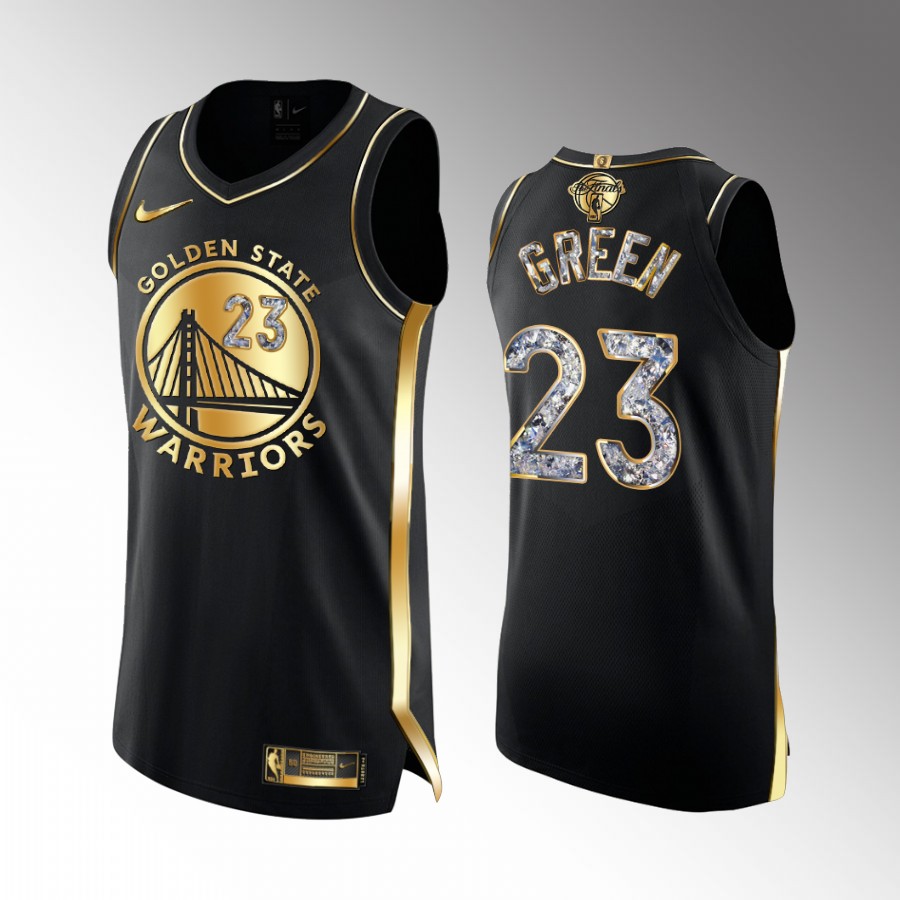 Golden State Warriors #23 Draymond Green Western Conference Champion Black Jersey Gold Diamond