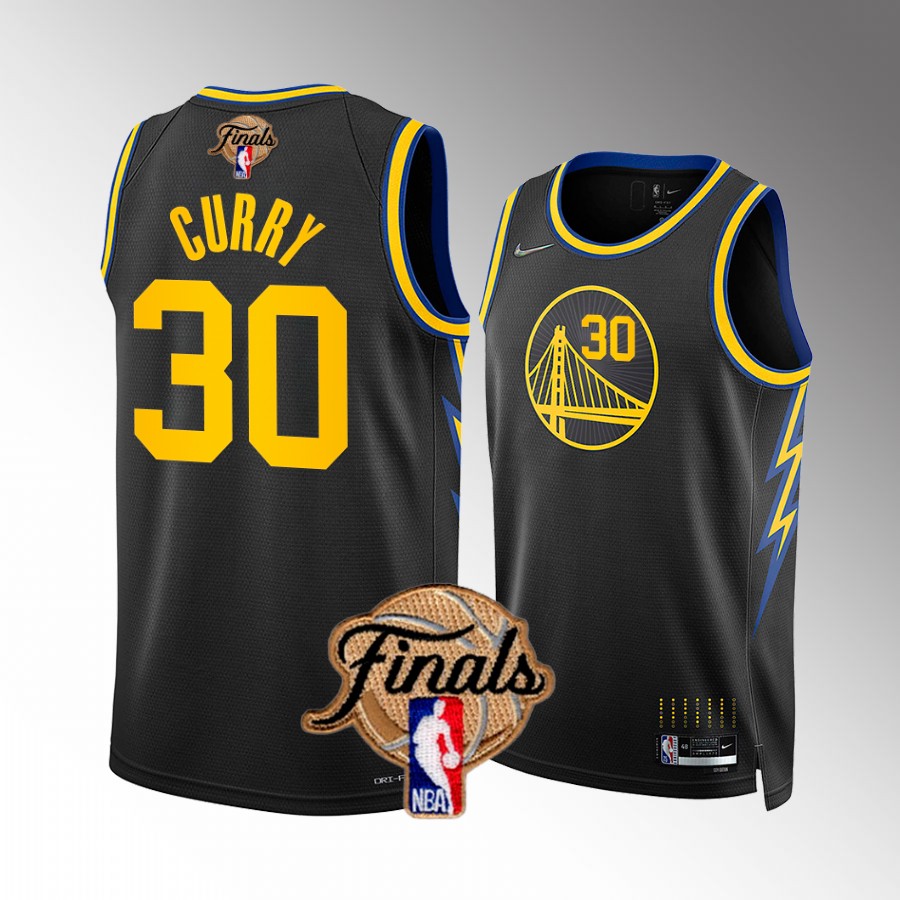 Golden State Warriors #30 Stephen Curry Finals Black Jersey Diamond Badge