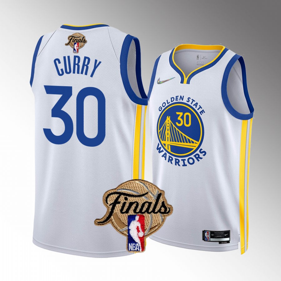 Golden State Warriors #30 Stephen Curry Finals White Jersey Diamond Badge