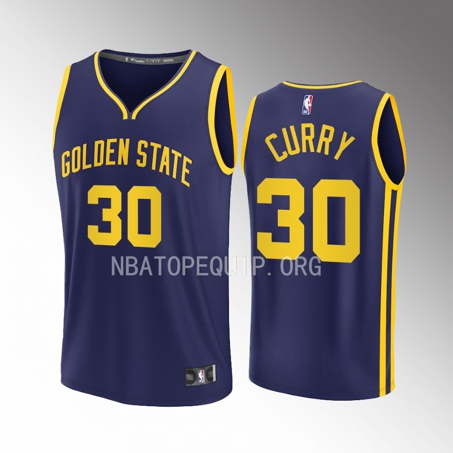 Golden State Warriors #30 Stephen Curry Statement Edition Jersey Fast Break Navy